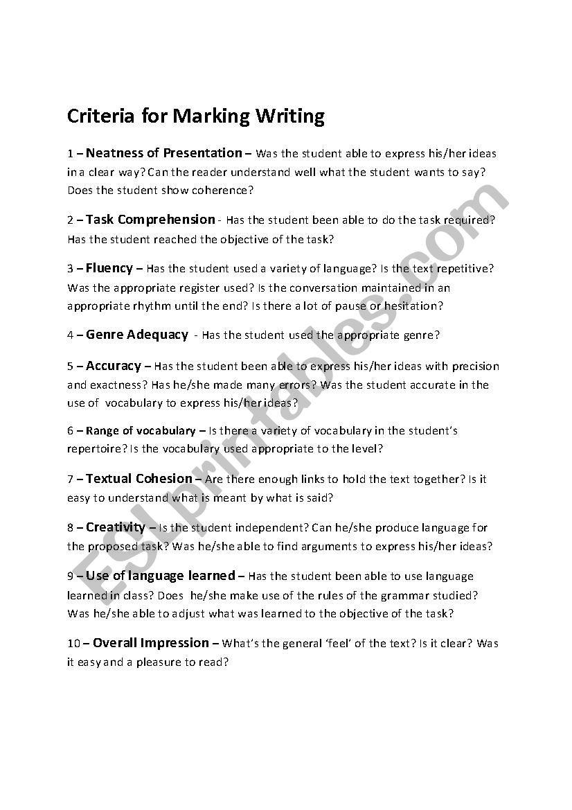 Accuracy and Precision Worksheet Criteria for Making A Writing Esl Worksheet by Amandaeidd