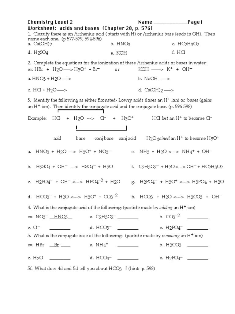 Acid and Bases Worksheet Answers Acidbasel207 Acid Ph Free 30 Day Trial