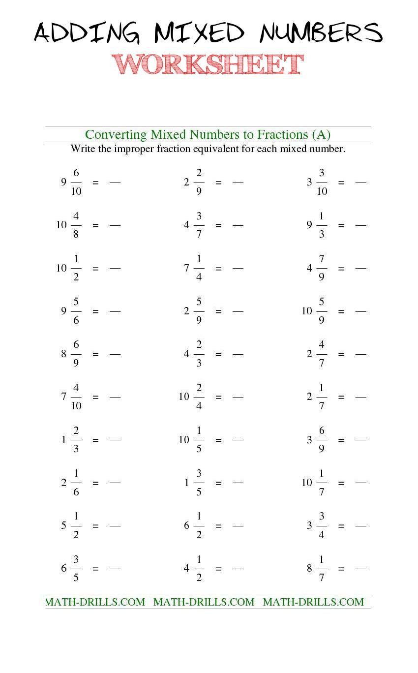 Adding Mixed Numbers Worksheet Adding Mixed Numbers Worksheet 3 Adding Mixed Numbers