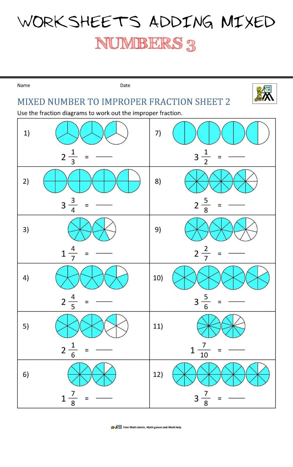 Adding Mixed Numbers Worksheet Worksheets Adding Mixed Numbers 3 3 Worksheets Adding Mixed