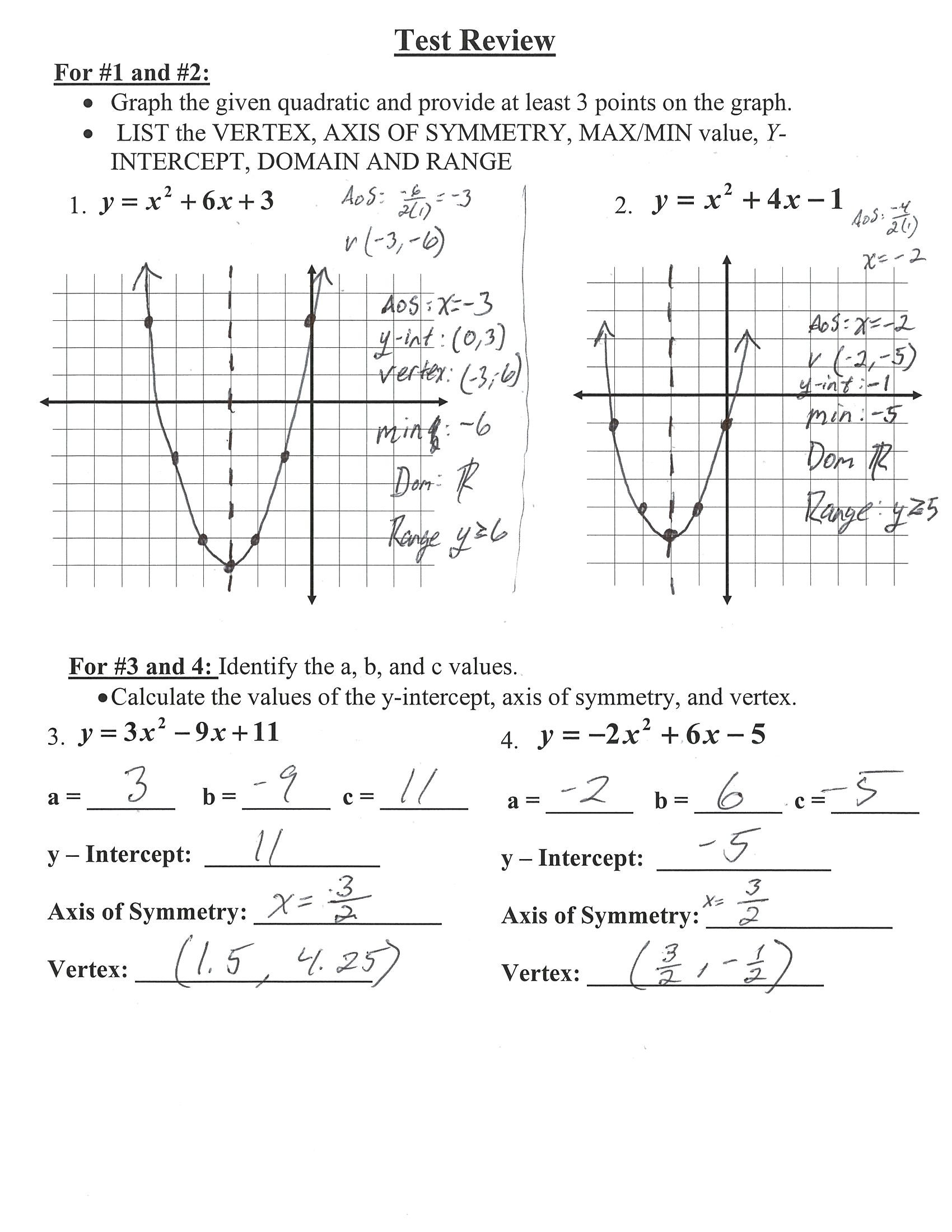 Algebra 1 Functions Worksheet Algebra 1 Chapter 9 Quadratic Equations and Functions