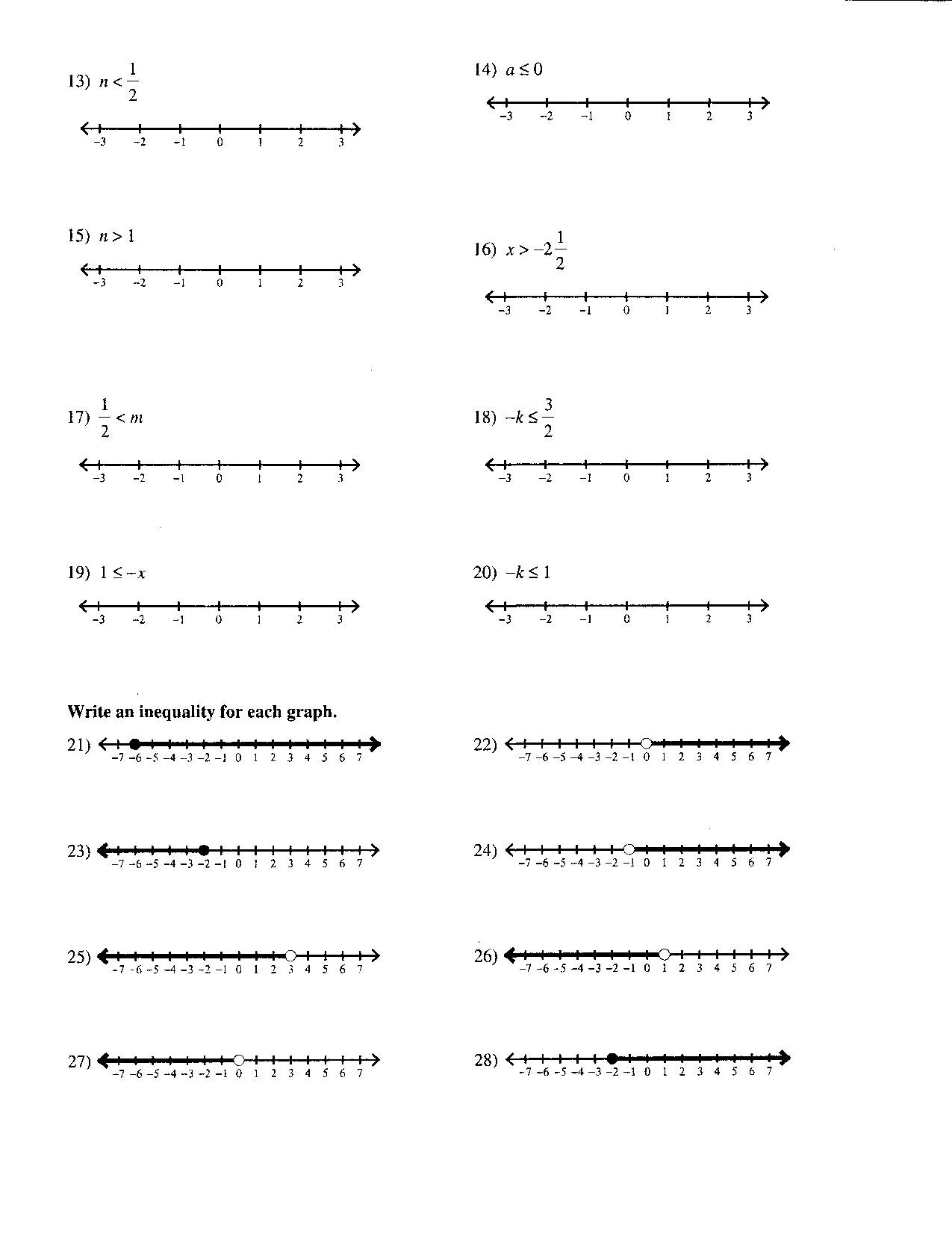Algebra 1 Inequalities Worksheet 28 [ Graphing Inequalities Worksheet ]