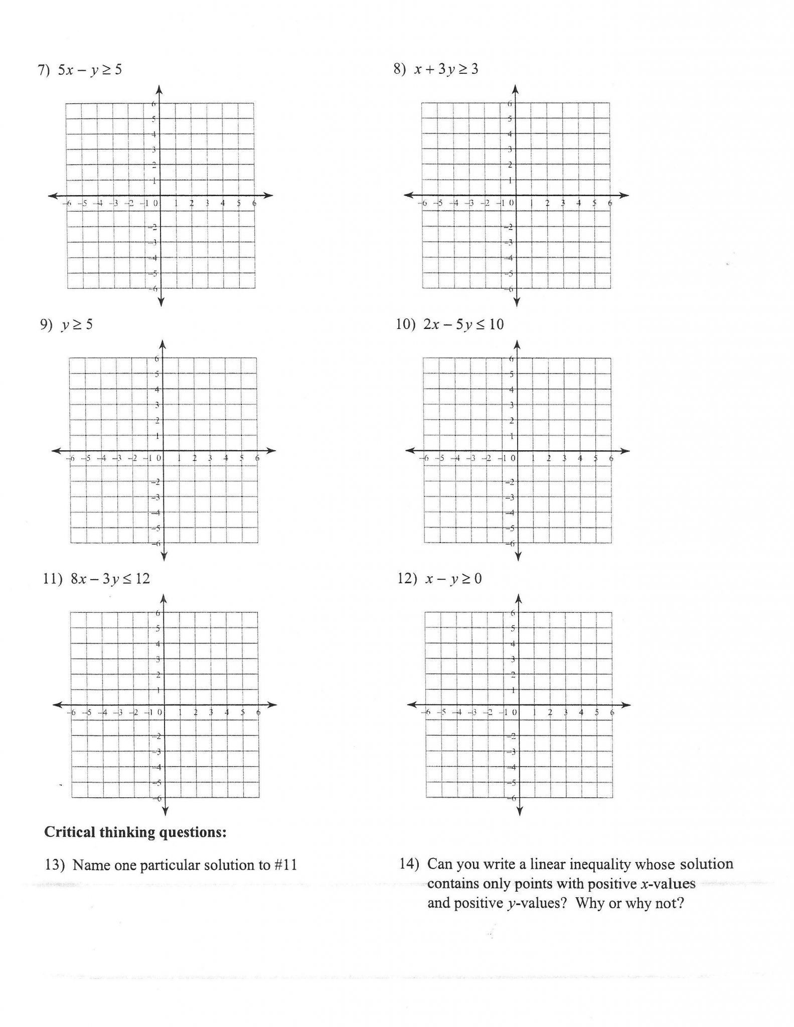 Algebra 1 Inequalities Worksheet Worksheets 49 Splendi Graphing Linear Equations Worksheet