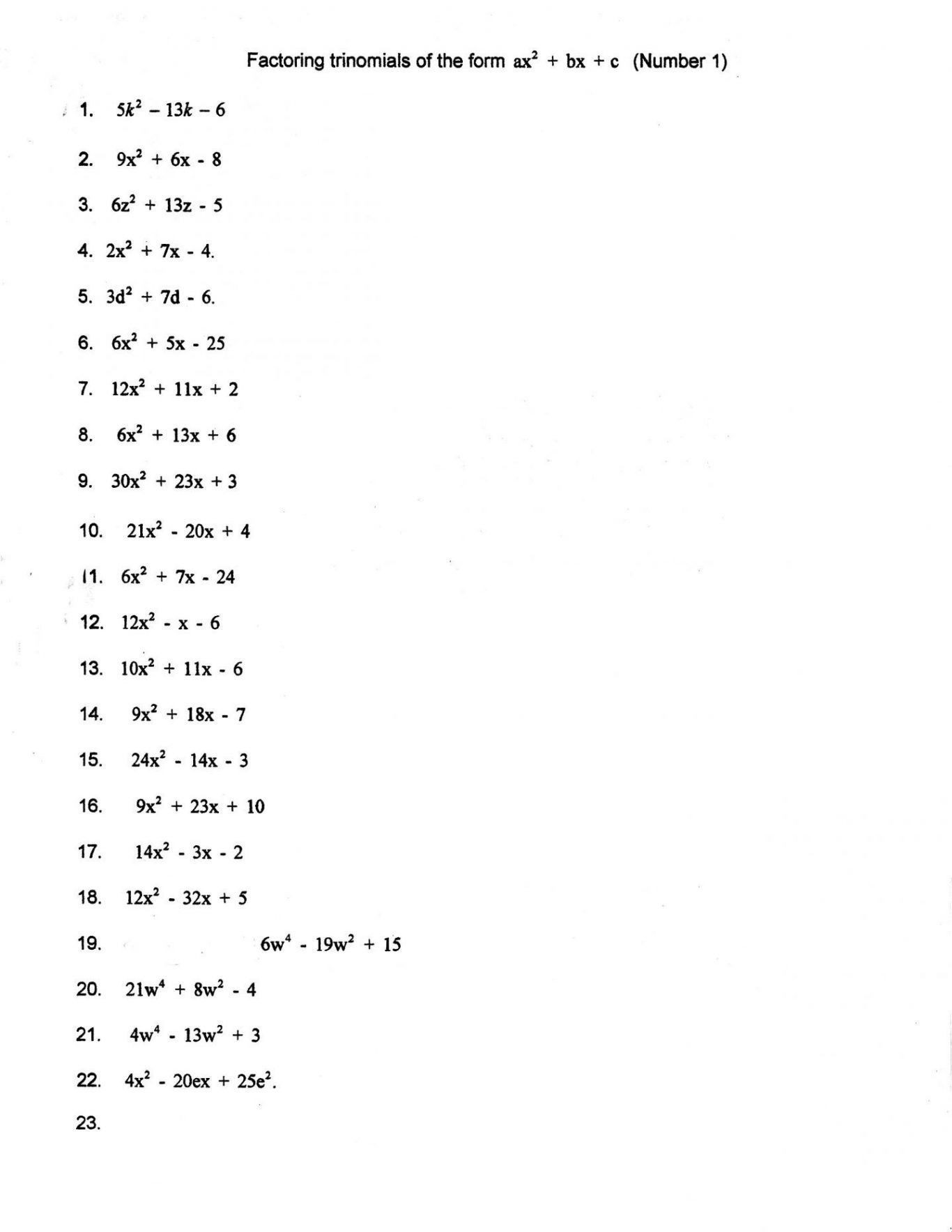 Algebra 2 Factoring Worksheet Mixed Factoring Worksheets