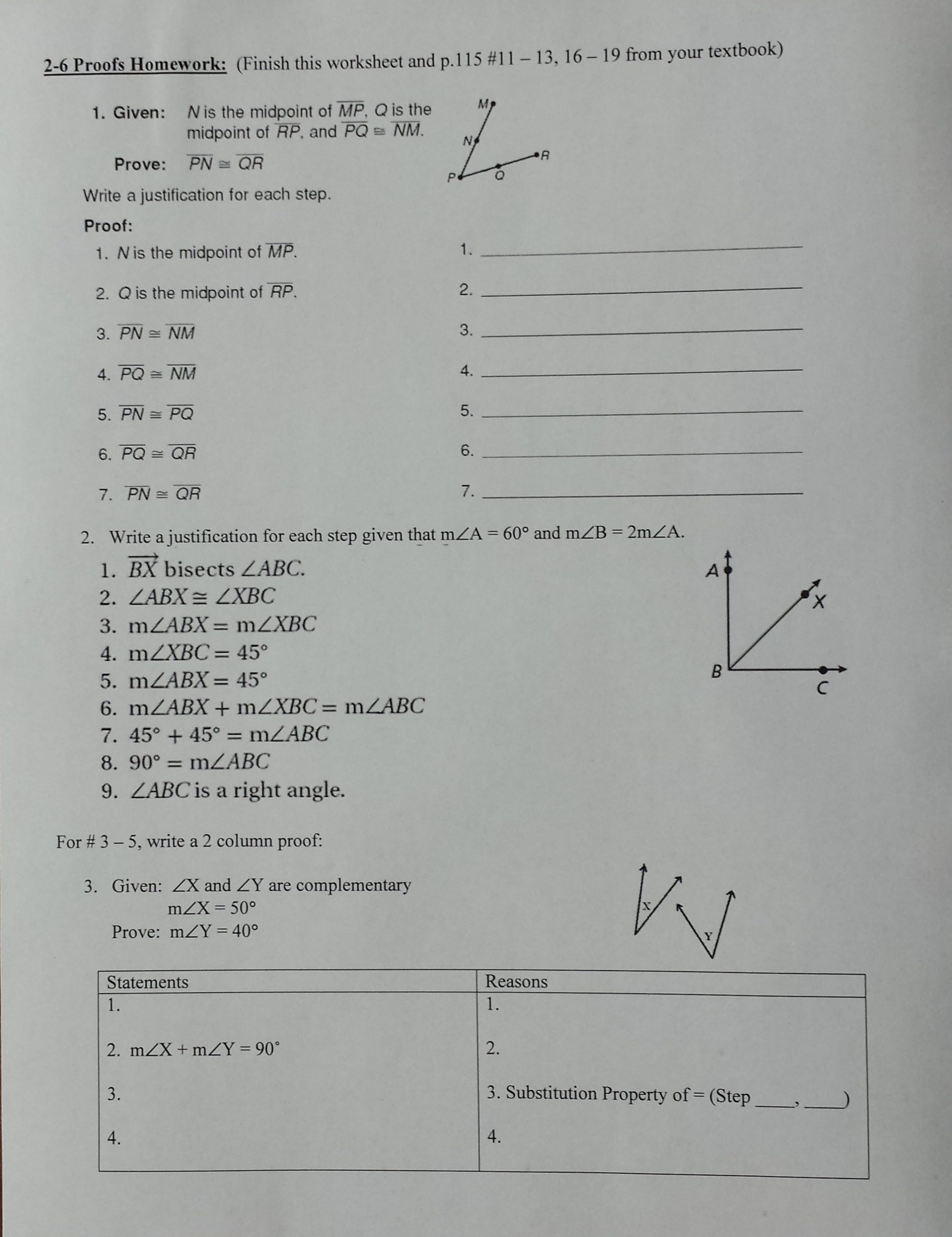 Algebraic Proofs Worksheet with Answers Geometry Proofs Worksheets with Answers