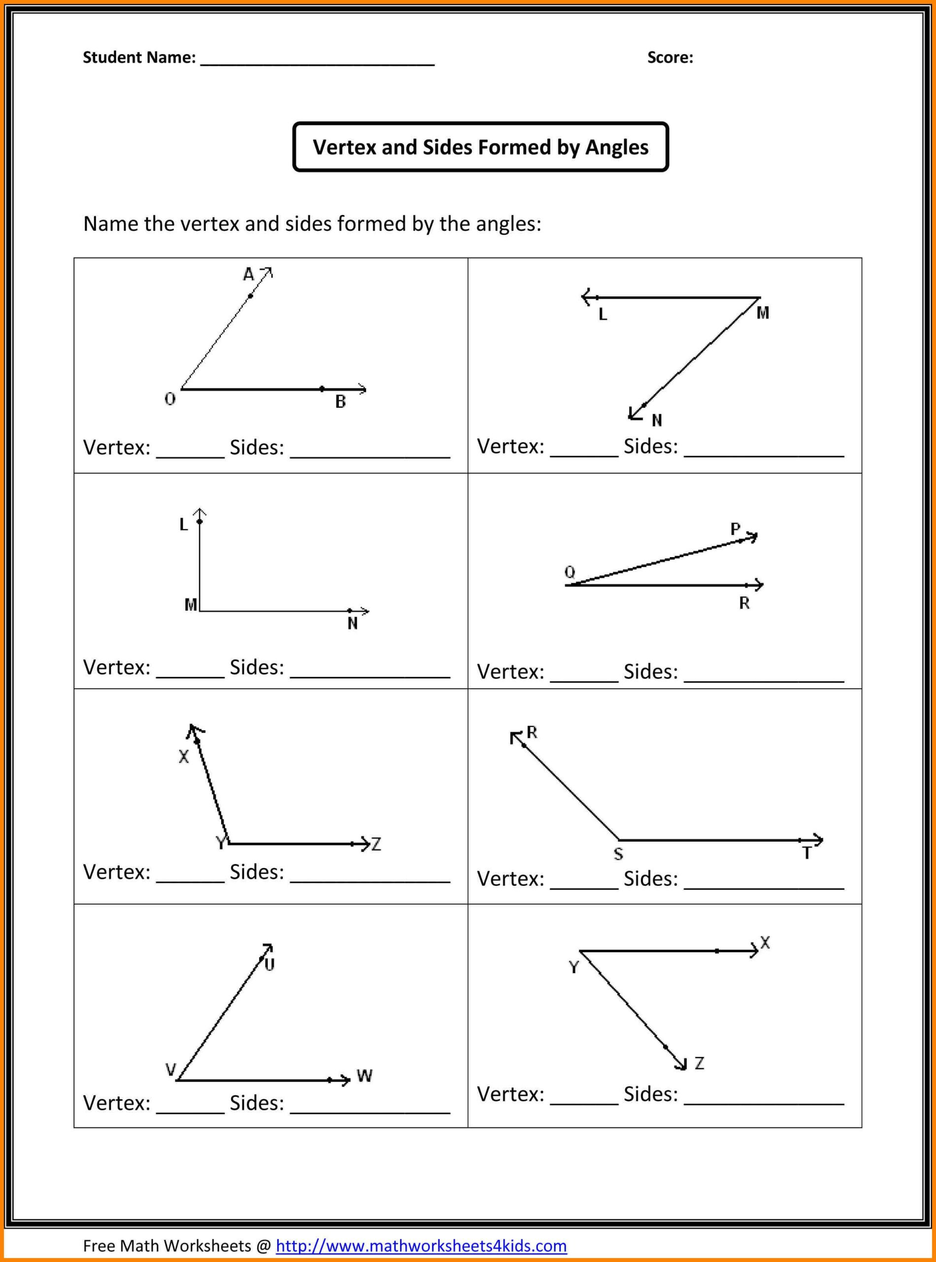 Angles In A Triangle Worksheet Basic Geometry Terms Worksheet Worksheets for All and