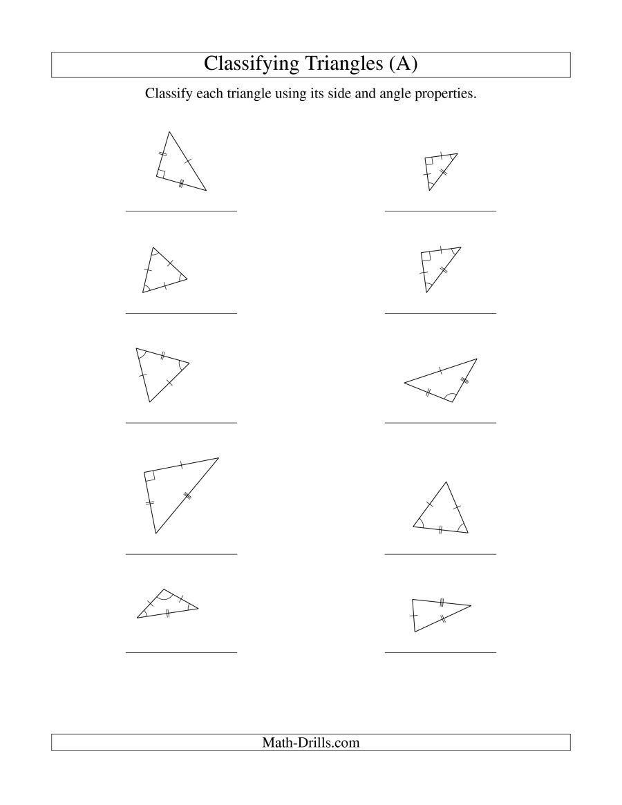Angles In A Triangle Worksheet the Classifying Triangles by Angle and Side Properties A