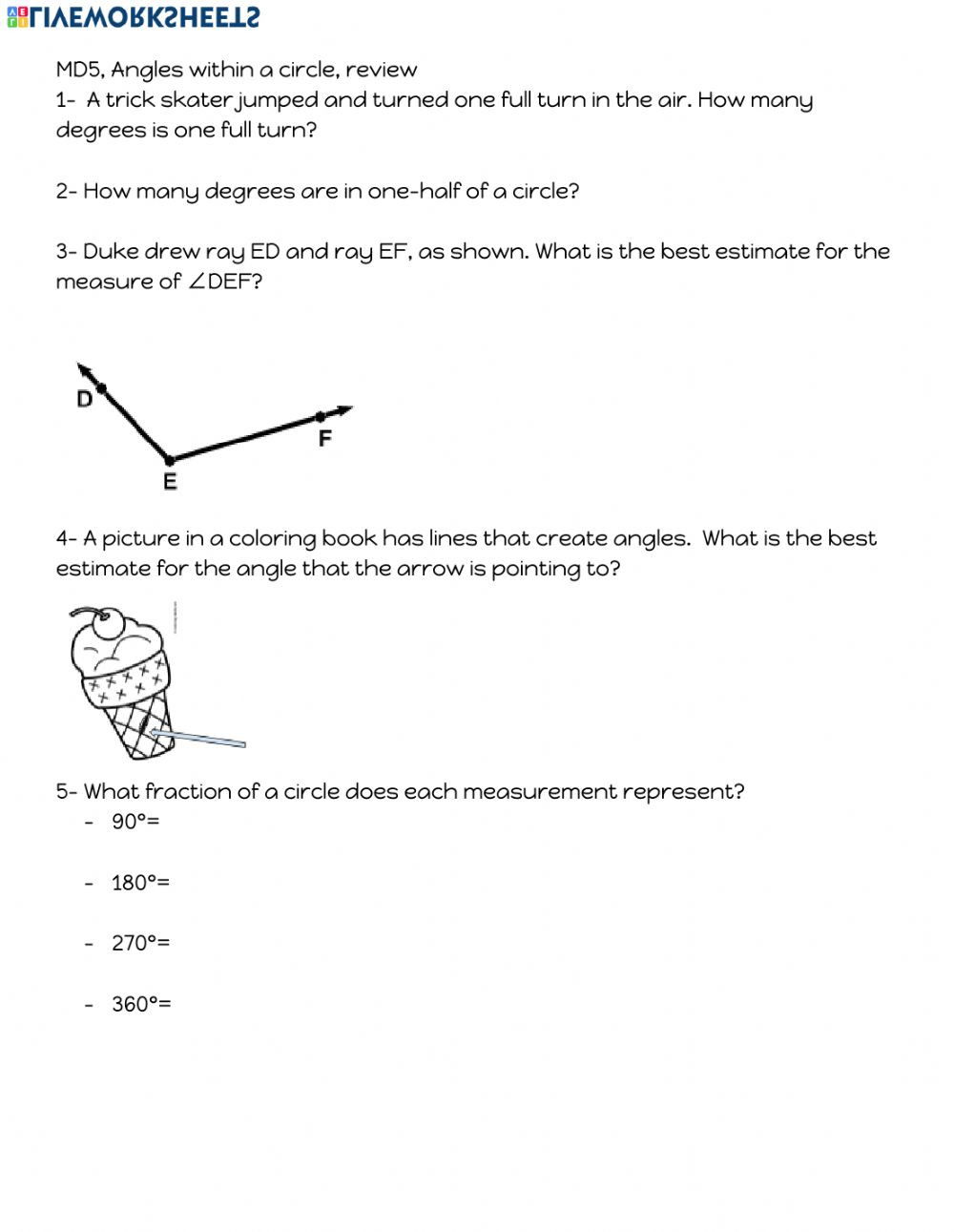 Angles In Circles Worksheet 4 Md 5 Angles within A Circle Review Interactive Worksheet