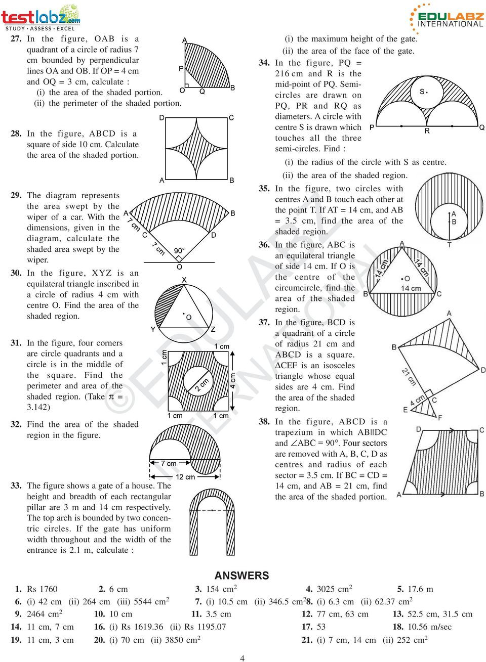 Area Of Shaded Region Worksheet Circumference and area Of A Circle Pdf Free Download