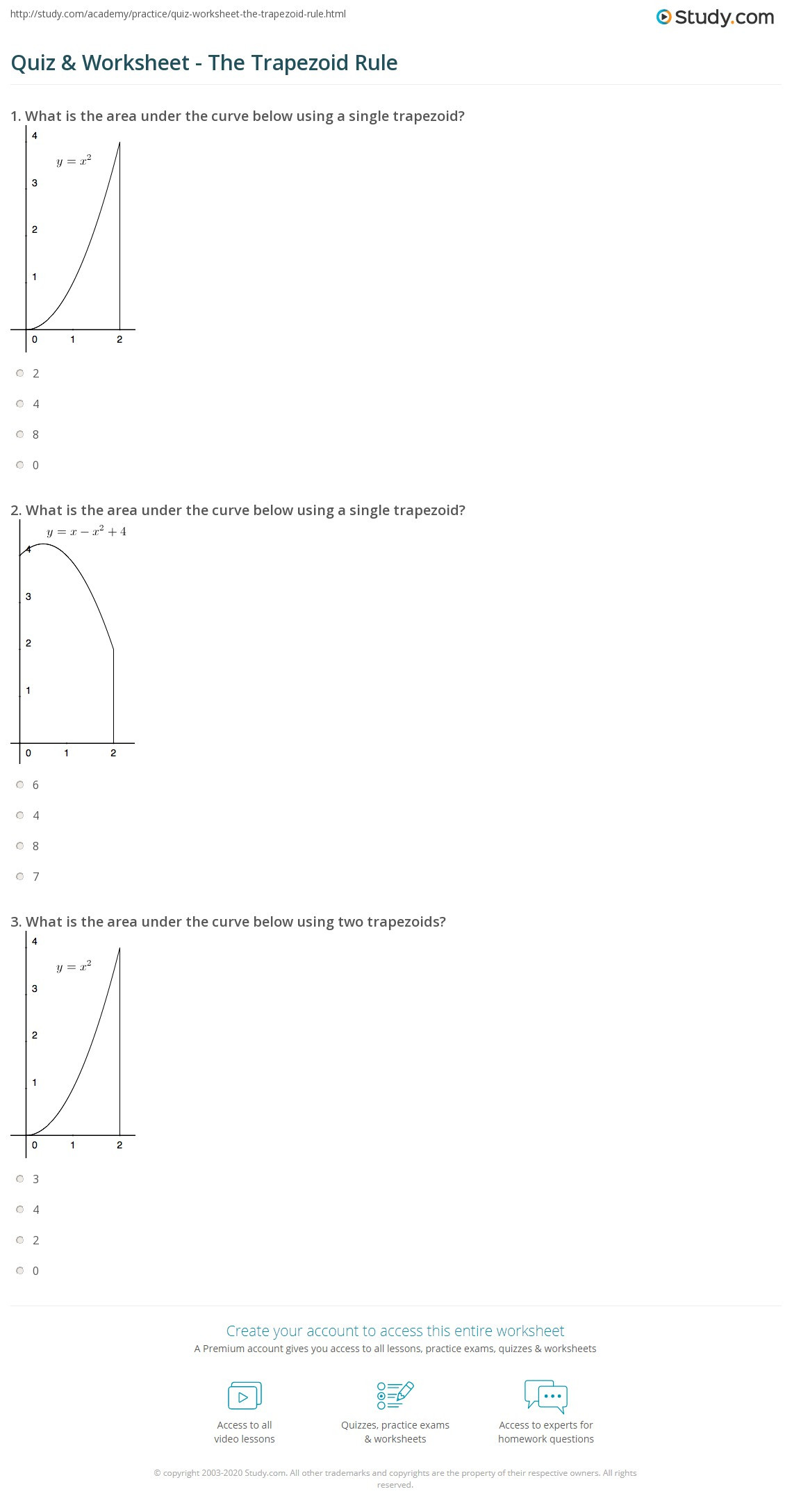 Area Of Trapezoid Worksheet Quiz &amp; Worksheet the Trapezoid Rule