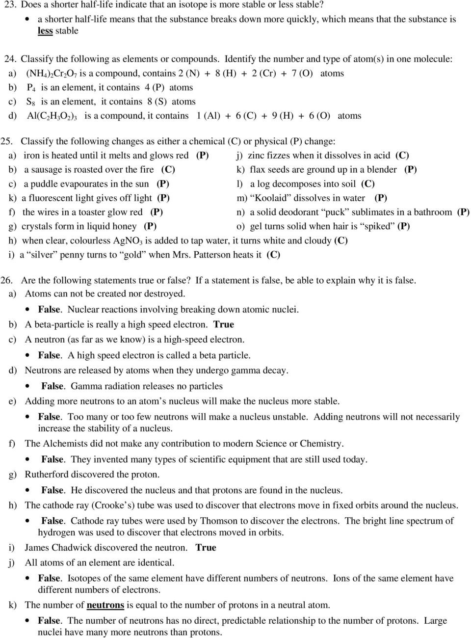 Atomic theory Worksheet Answers Answers to Review Questions for atomic theory Quiz 1 Pdf