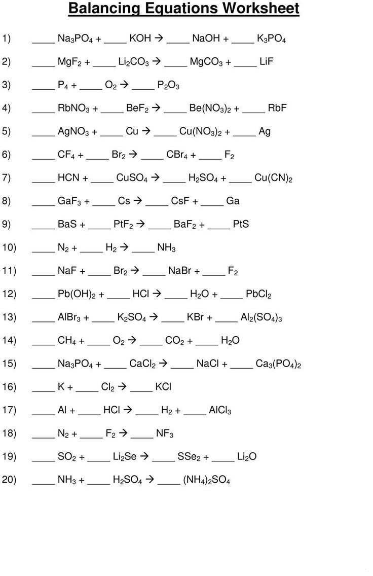 Balancing Equations Worksheet Answer Key 49 Balancing Chemical Equations Worksheets [with Answers] In