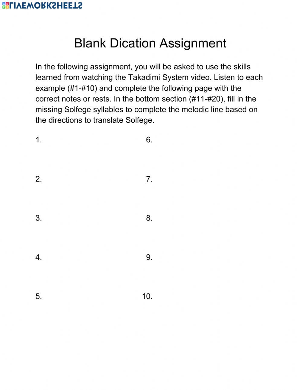 Blank Number Line Worksheet Blank Dictation assignment Interactive Worksheet