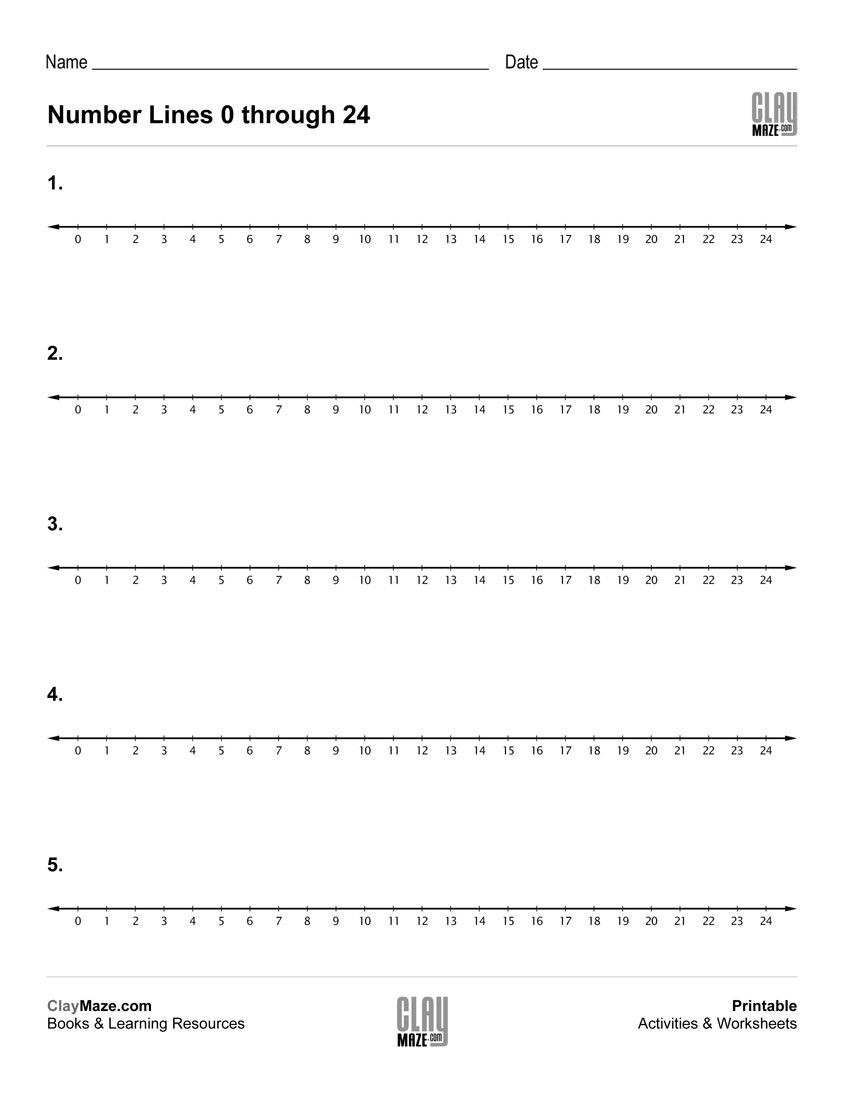 Blank Number Line Worksheet Number Lines 0 Through 24
