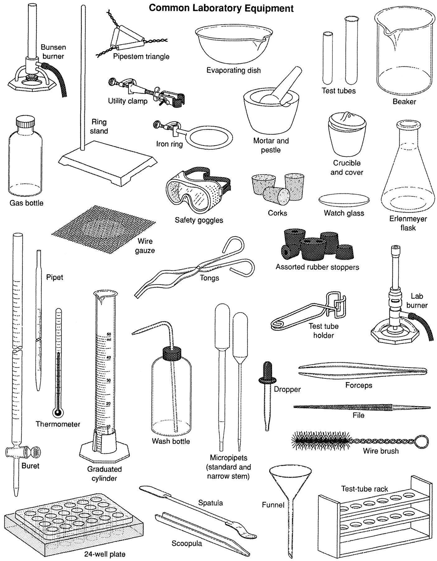 Chemistry Lab Equipment Worksheet Vocabulary Mon Laboratory Equipment