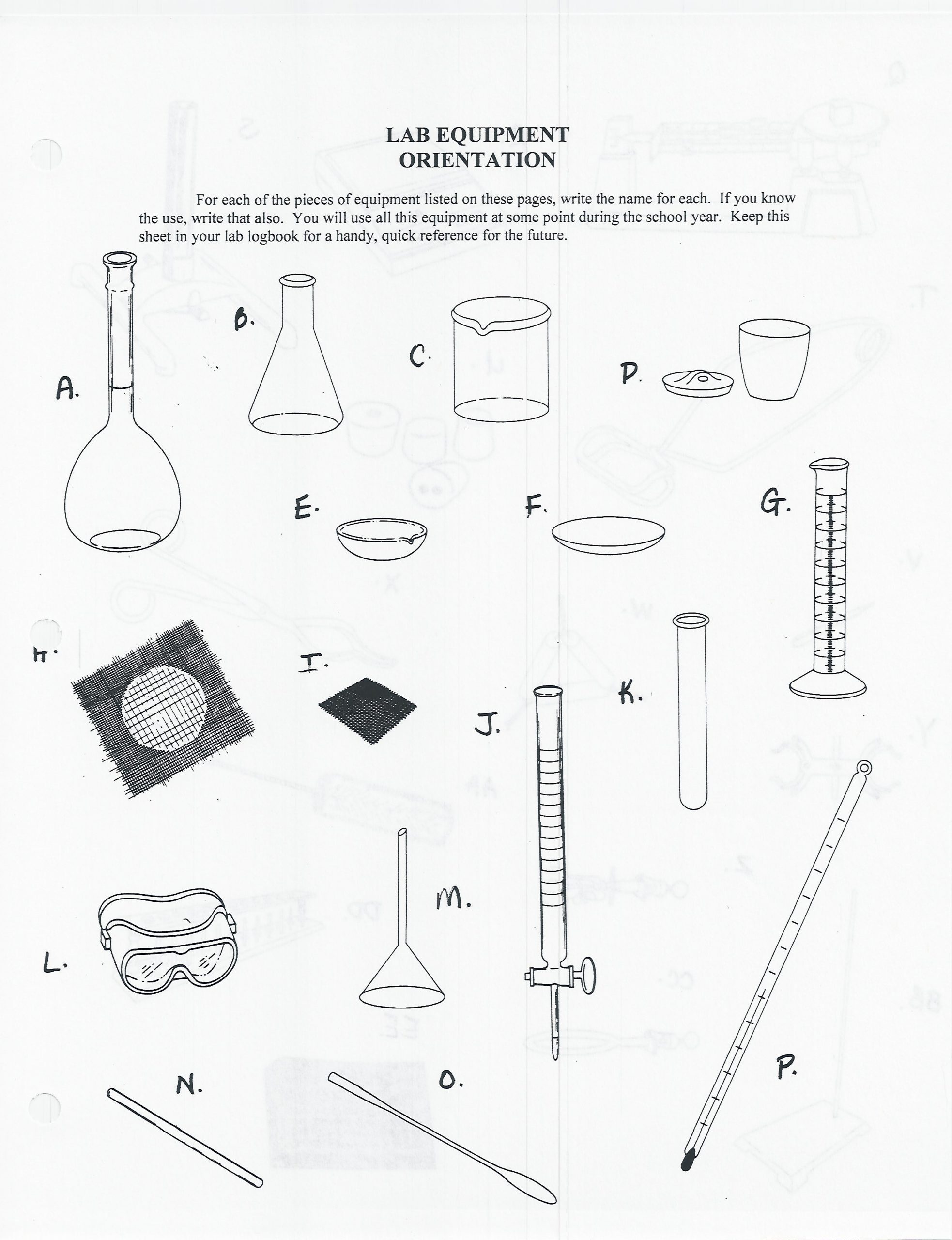 Chemistry Lab Equipment Worksheet Worksheet Science Lab Equipment