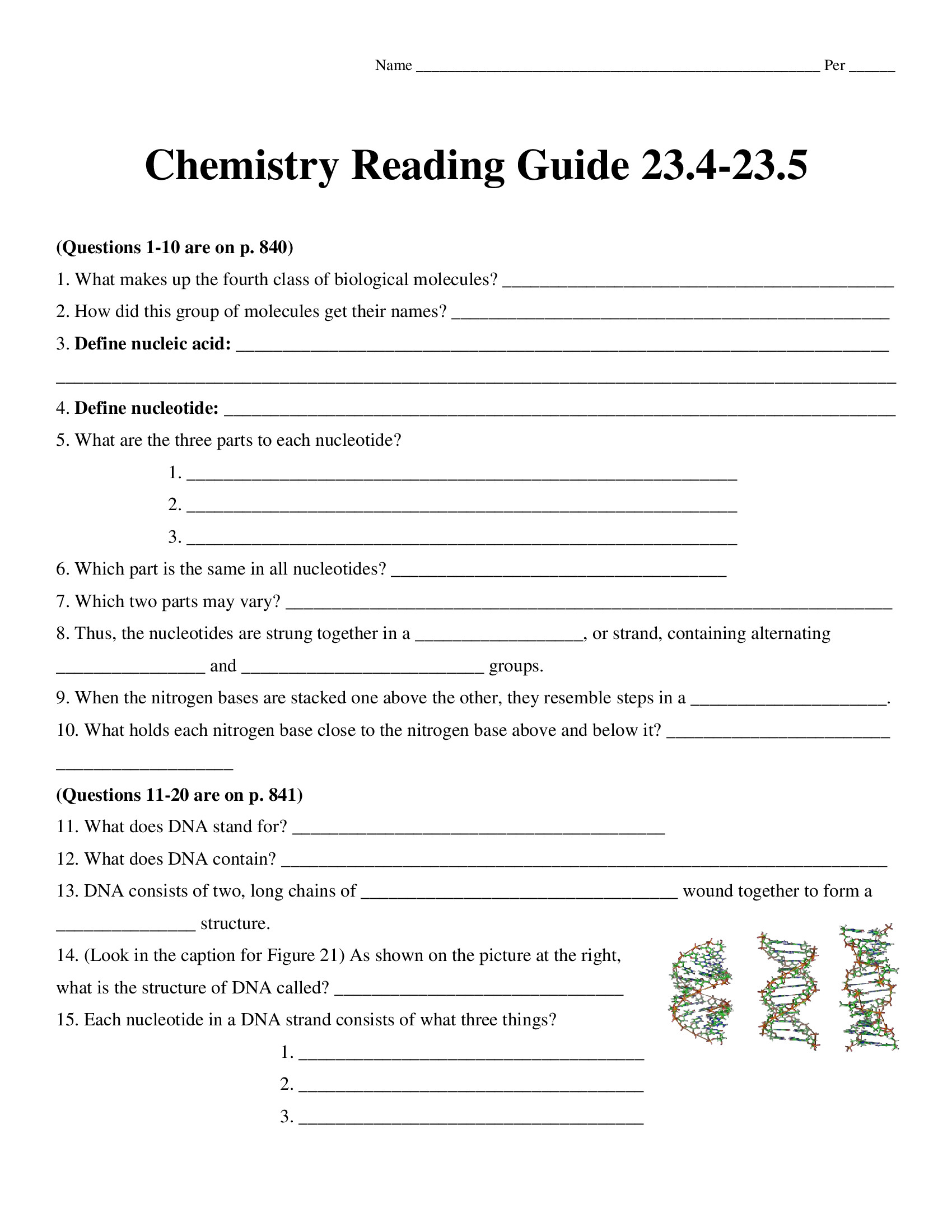 Chemistry Of Life Worksheet Chemistry Matter and Change 2013 Reading Guide Worksheet Chapter 23 4 23 5 the Chemistry Of Life