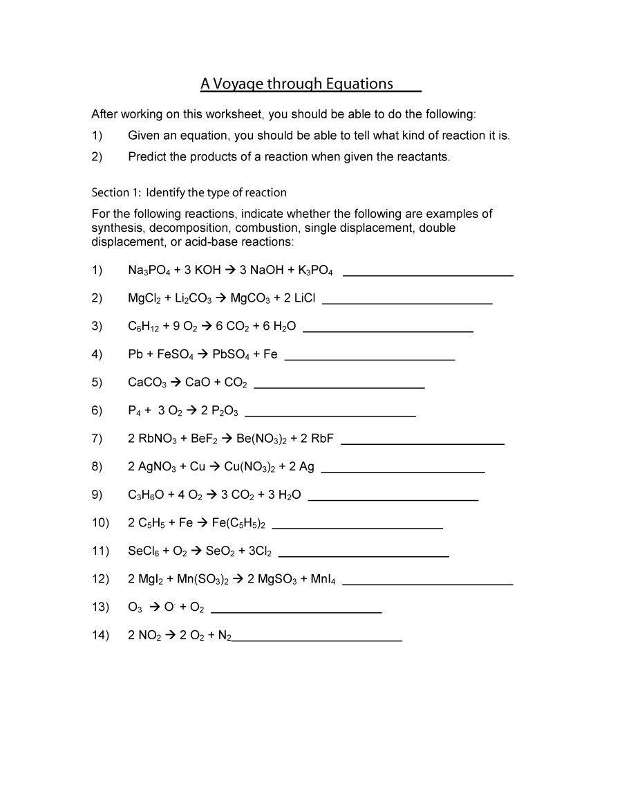 Chemistry Worksheet Matter 1 Answers 49 Balancing Chemical Equations Worksheets [with Answers