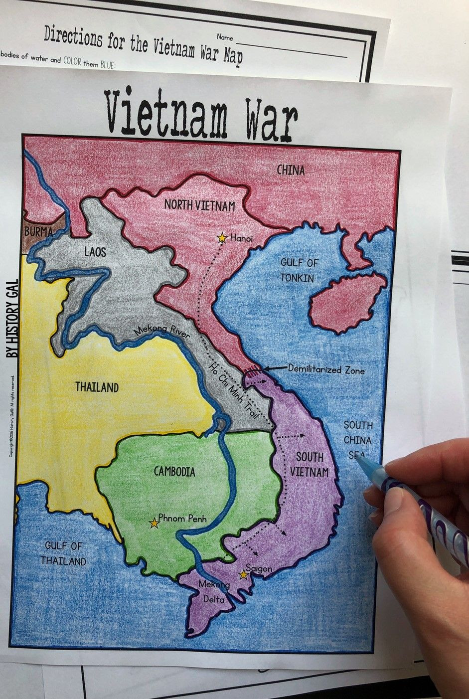 Civil War Map Worksheet Vietnam War Map Activity