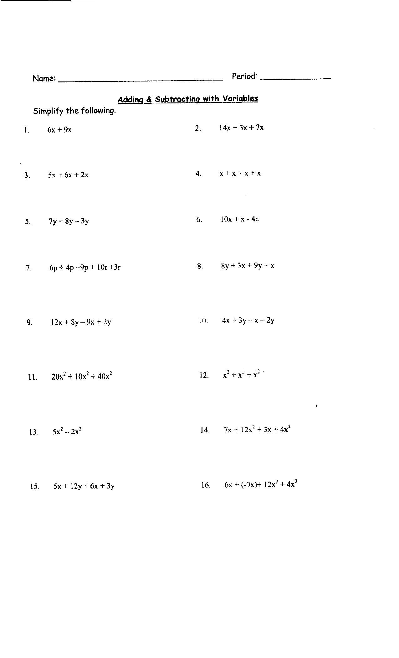Combining Like Terms Worksheet Pdf 32 Bining Like Terms Algebra 1 Worksheet Worksheet