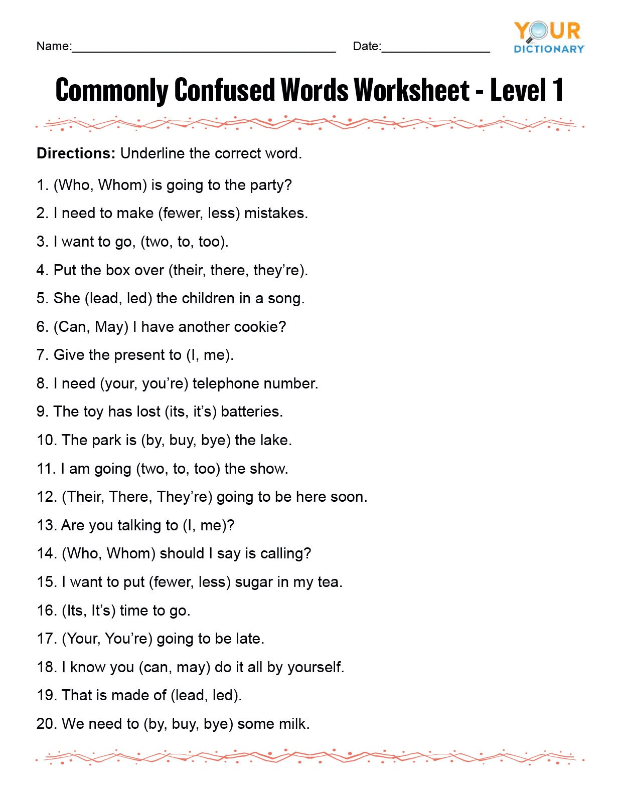 Commonly Misspelled Words Worksheet Monly Confused Words Worksheet