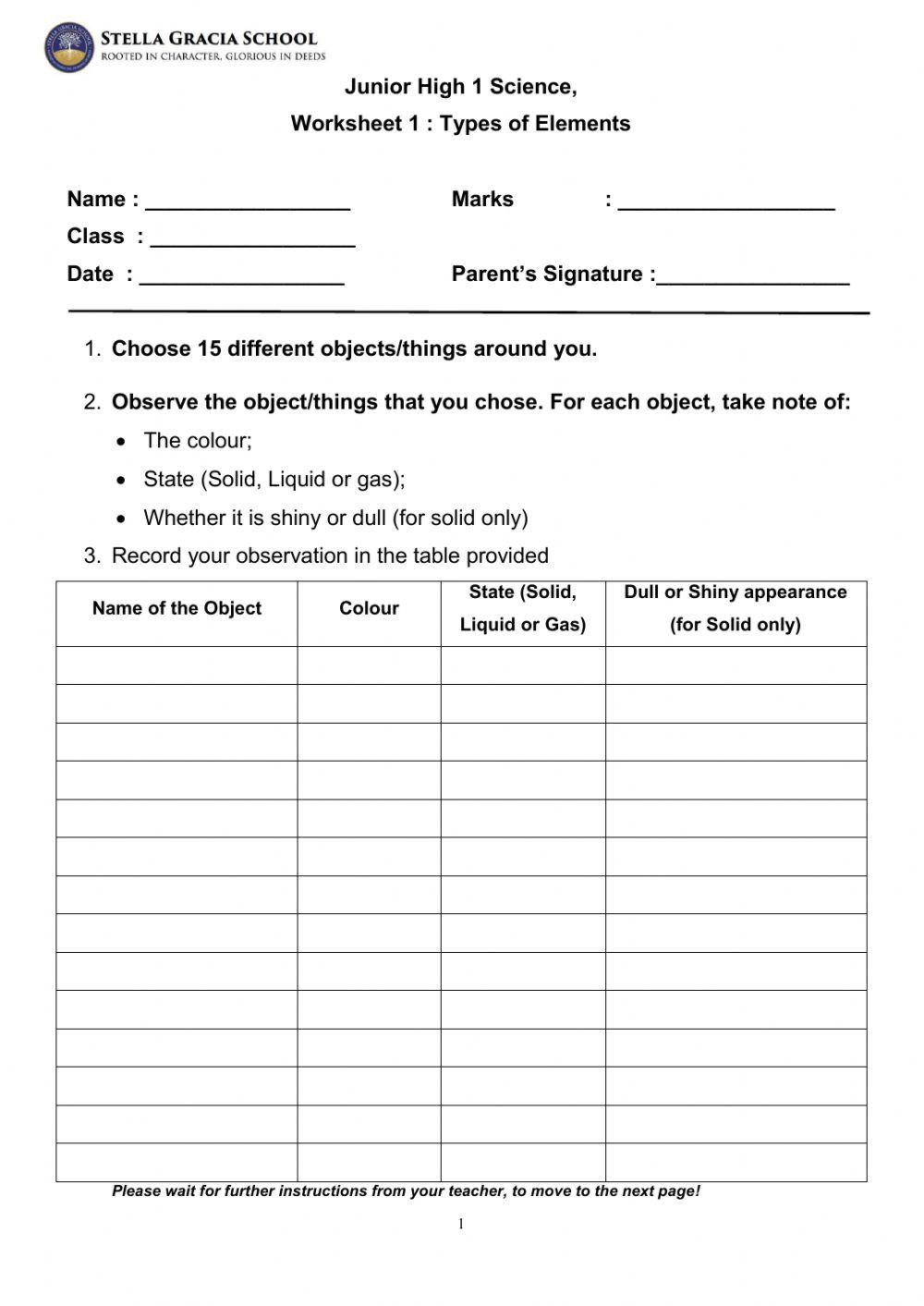 Composition Of Matter Worksheet Answers Types Of Elements Interactive Worksheet