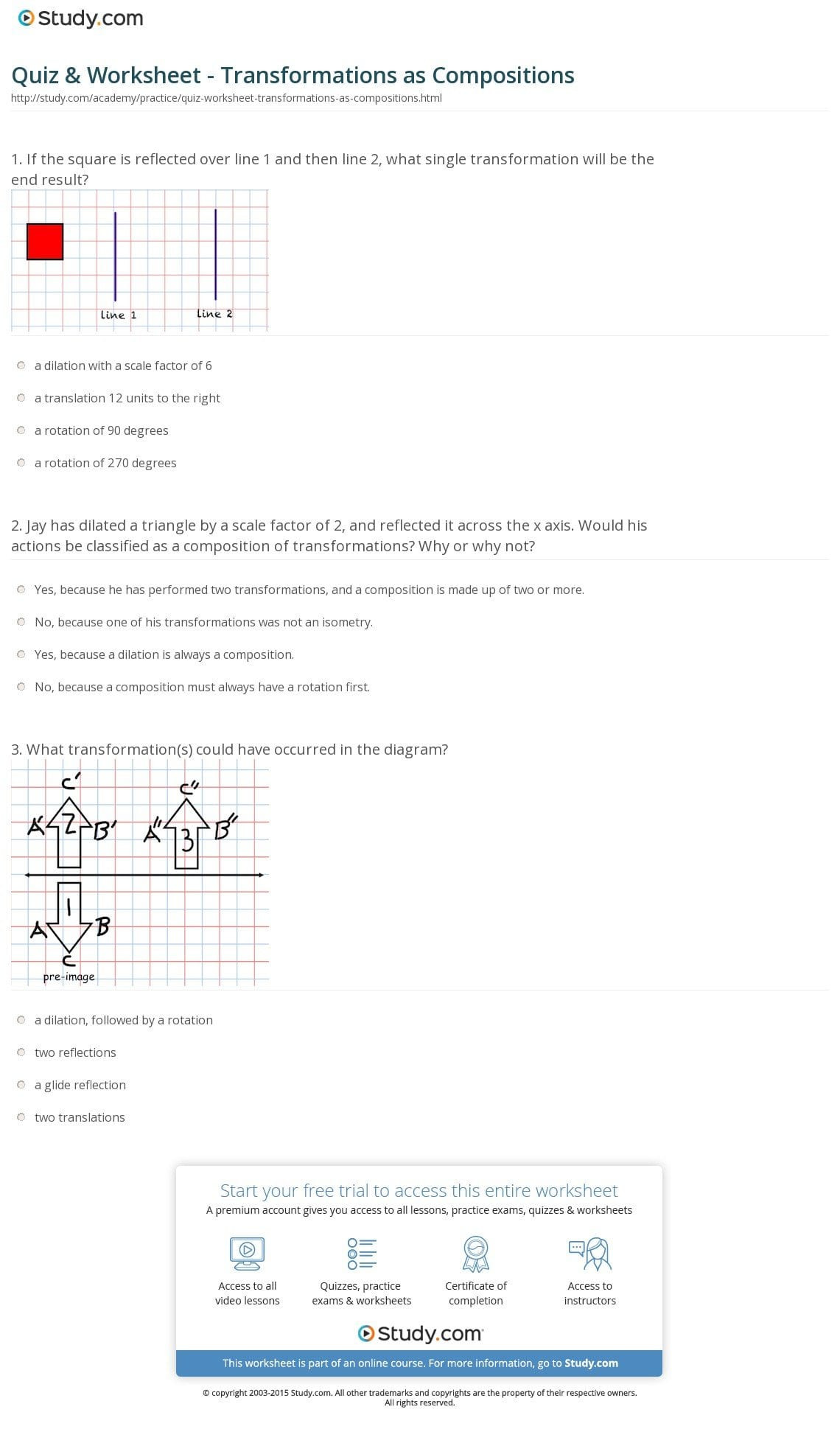 Composition Of Transformations Worksheet Sequence Transformations Worksheet