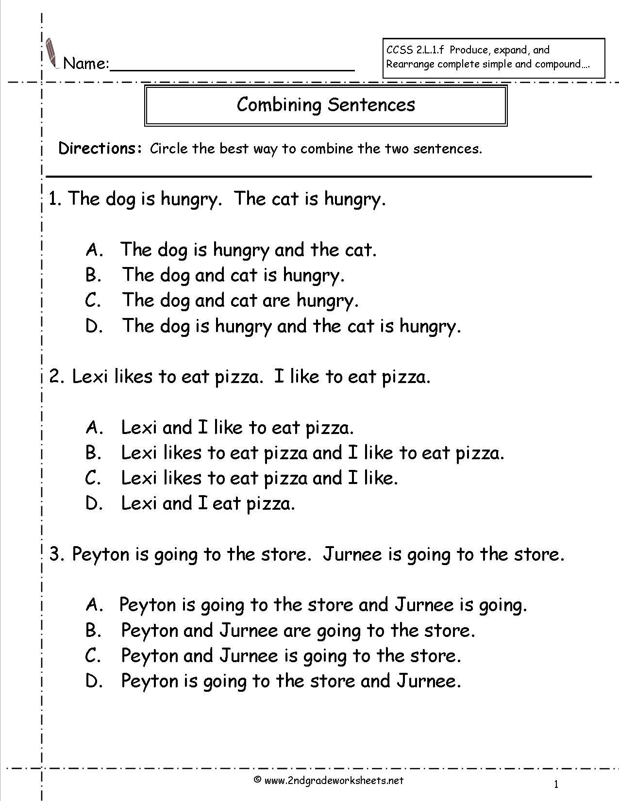 Compound and Complex Sentences Worksheet Bining Sentences Worksheet