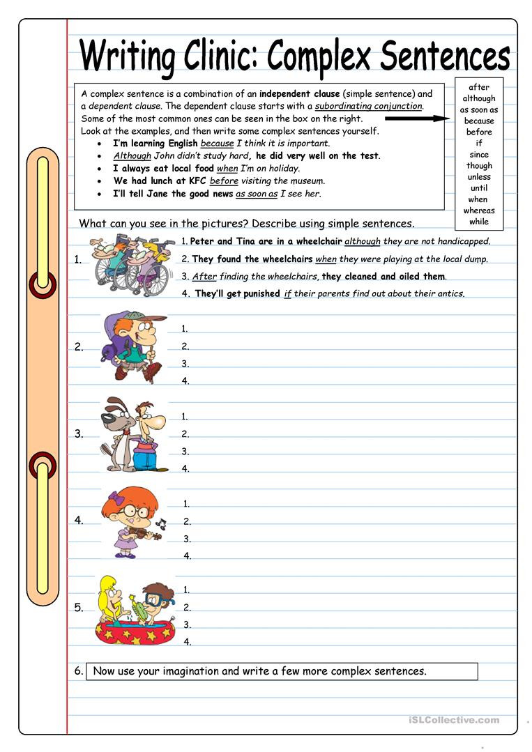 Compound and Complex Sentences Worksheet English Esl Plex Worksheets Most Ed 20 Results