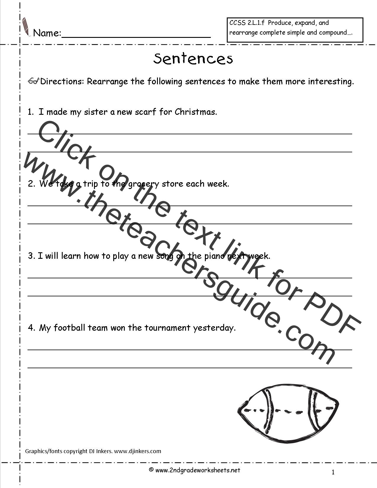 Compound Sentences Worksheet Pdf Second Grade Sentences Worksheets Ccss 2 L 1 F Worksheets