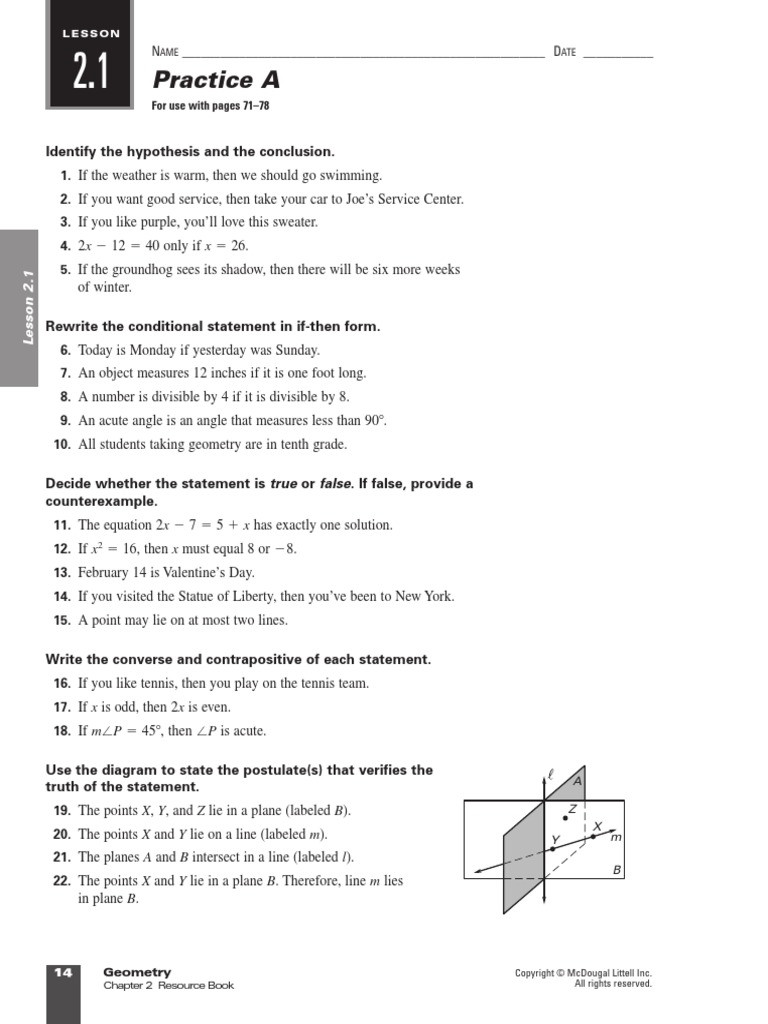 Conditional Statement Worksheet Geometry Geometry Chapter 2 Worksheets Angle
