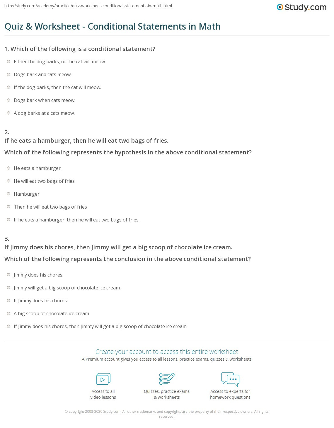 Conditional Statements Worksheet with Answers Quiz &amp; Worksheet Conditional Statements In Math