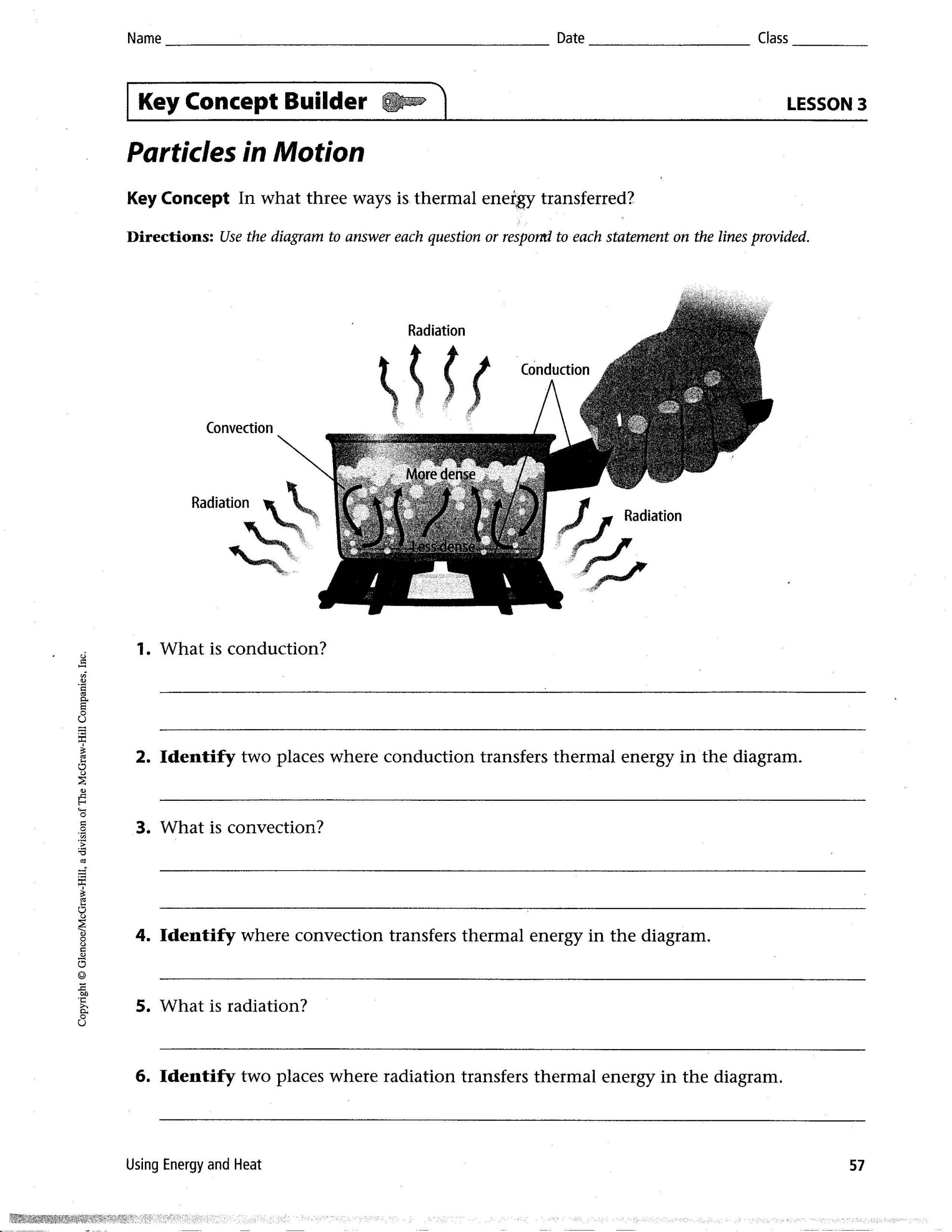 Conduction Convection Radiation Worksheet assignments Mr foreman S 7th and 8th Grade Classes