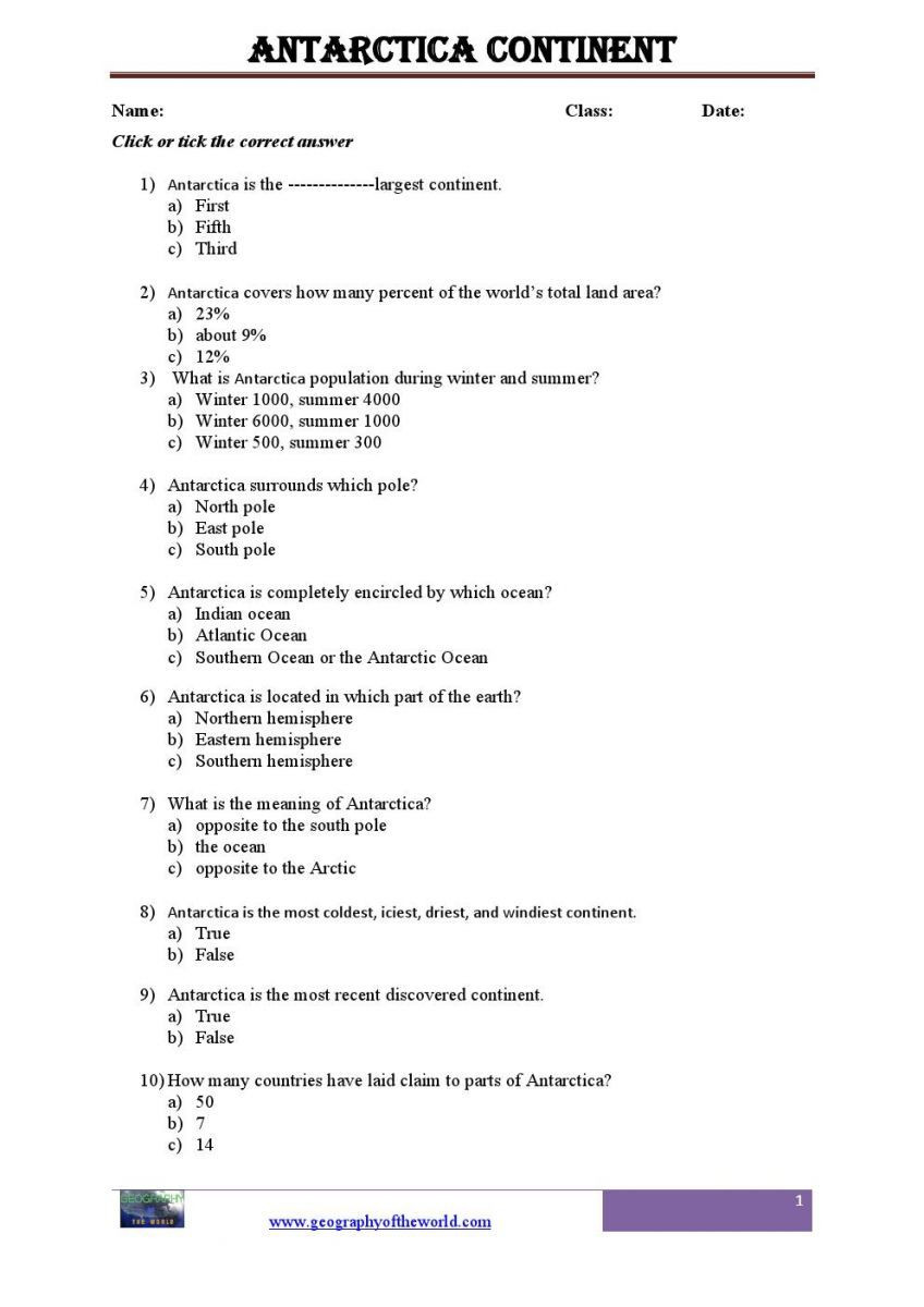 Continents and Oceans Worksheet Free Worksheets for Teachers About the Continents