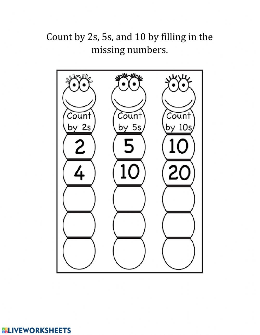 Counting by 5s Worksheet Count by 2s 5s and 10s Interactive Worksheet
