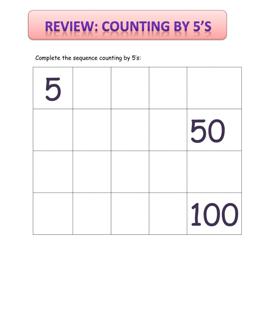 Counting by 5s Worksheet Counting by 5 S Interactive Worksheet