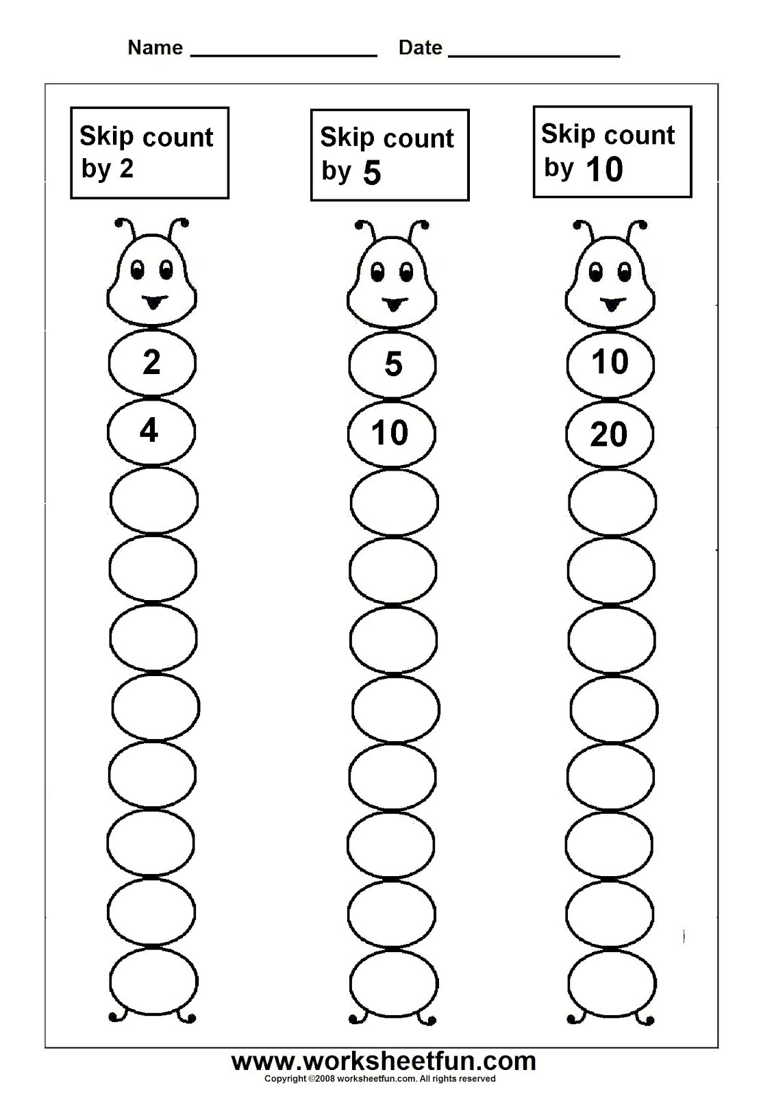 Counting by 5s Worksheet Skip Counting Worksheets First Grade
