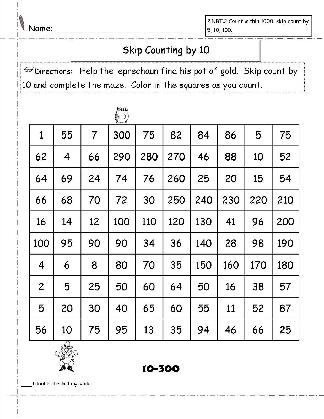Counting In 10s Worksheet Count by 10s Worksheets