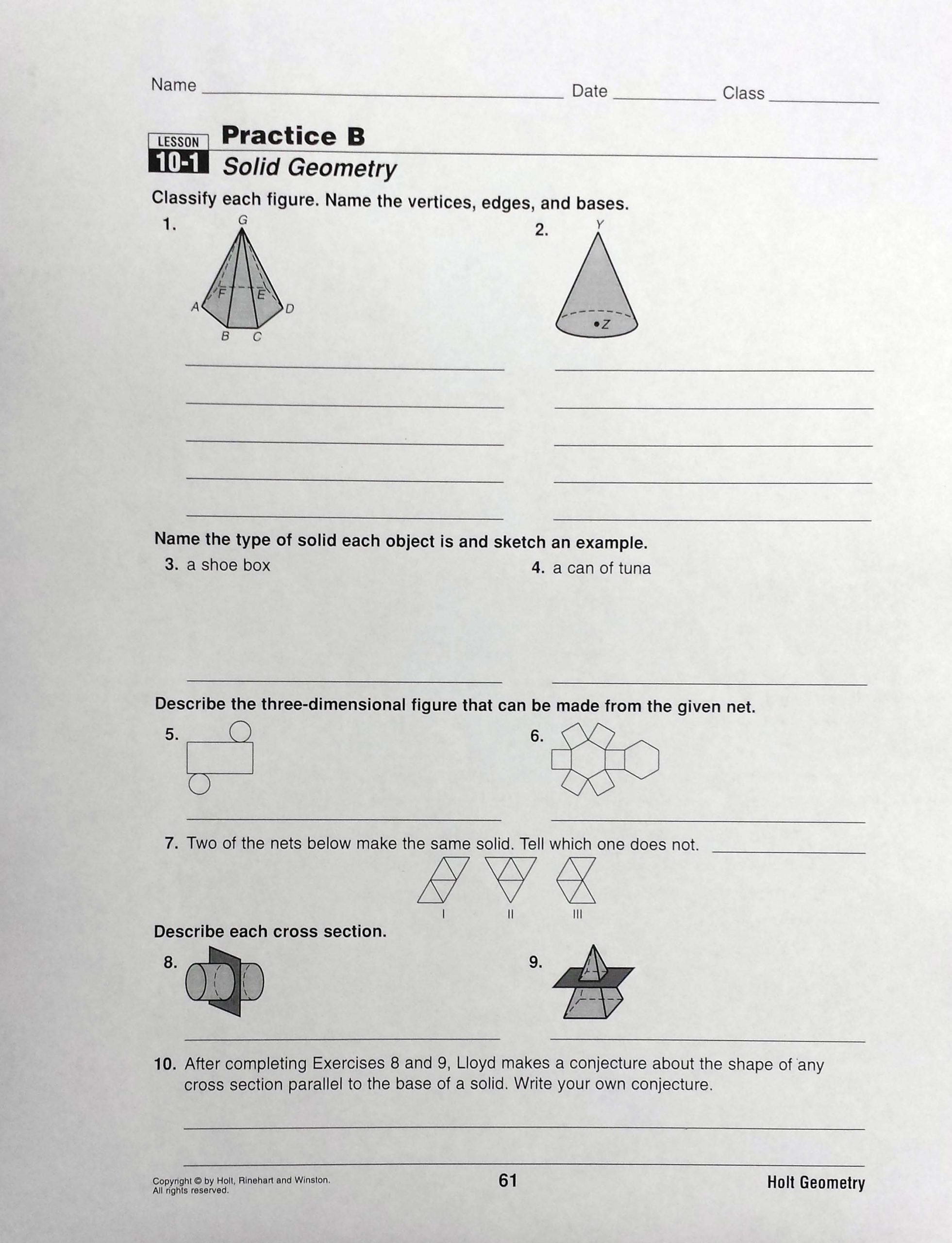 Cross Section Worksheet 7th Grade Easy Cross Section Geometry Worksheet