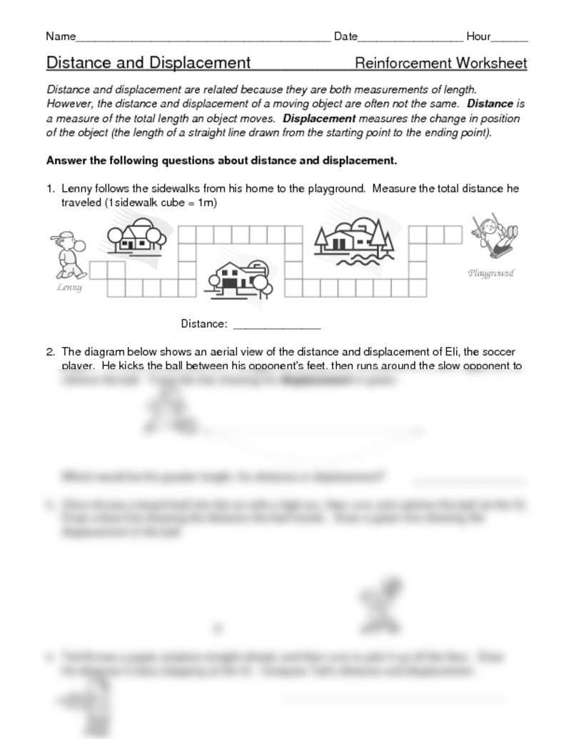 Distance and Displacement Worksheet Distance and Displacement Worksheet Answer Key
