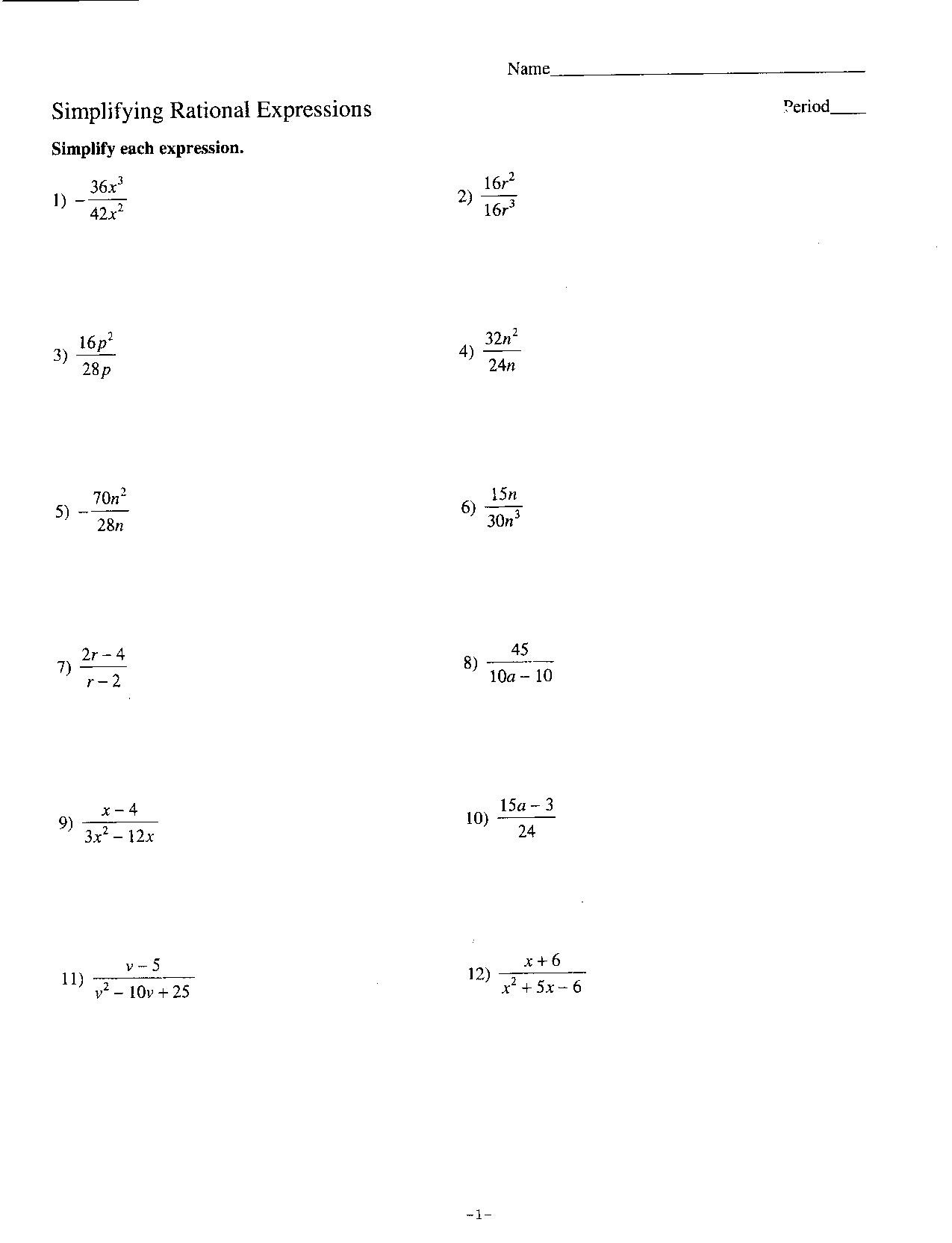 Dividing Rational Expressions Worksheet 32 Simplifying Rational Expressions Worksheet Free