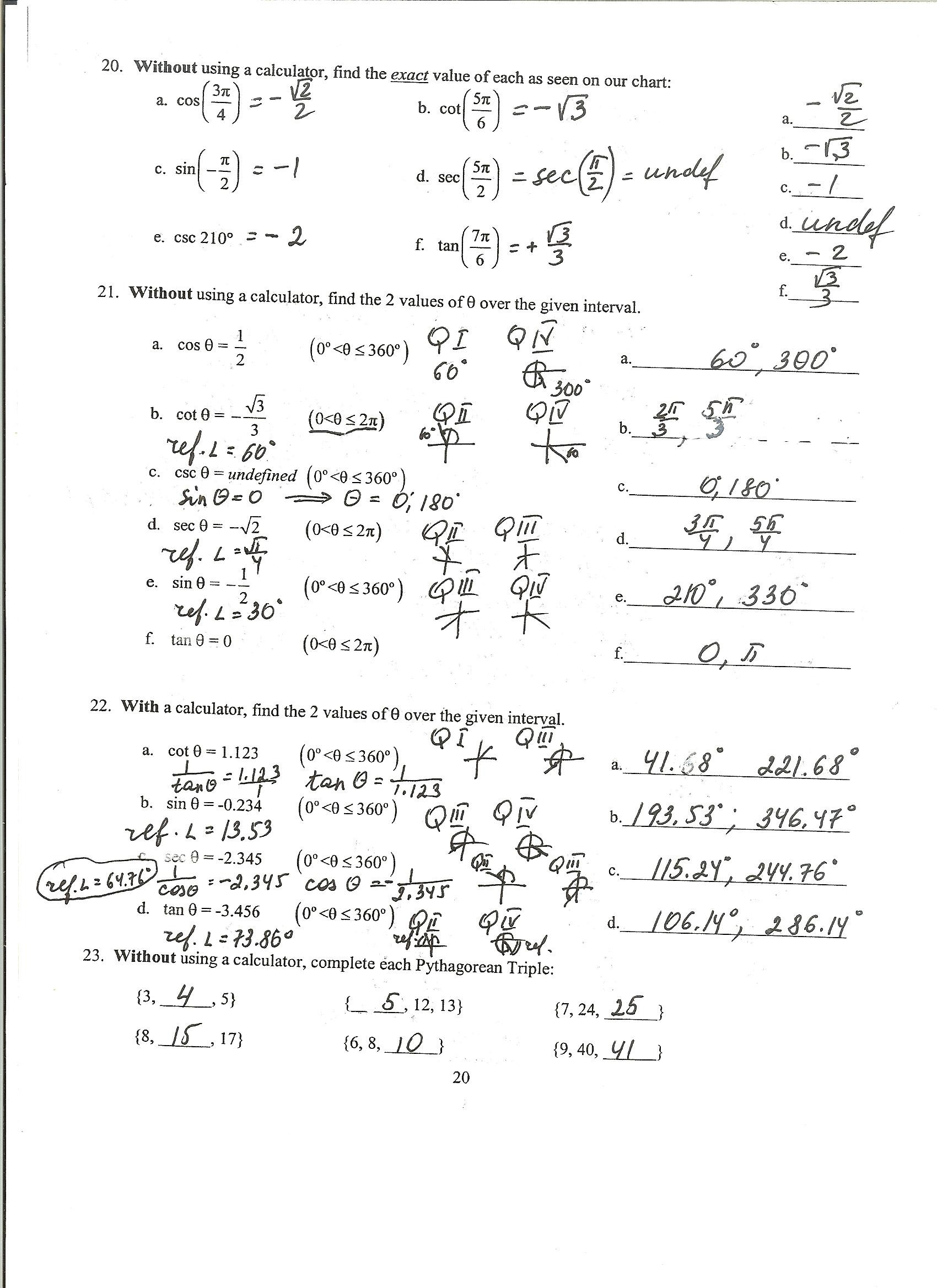 Double Angle Identities Worksheet Sum and Difference Identities for Cosine Worksheet