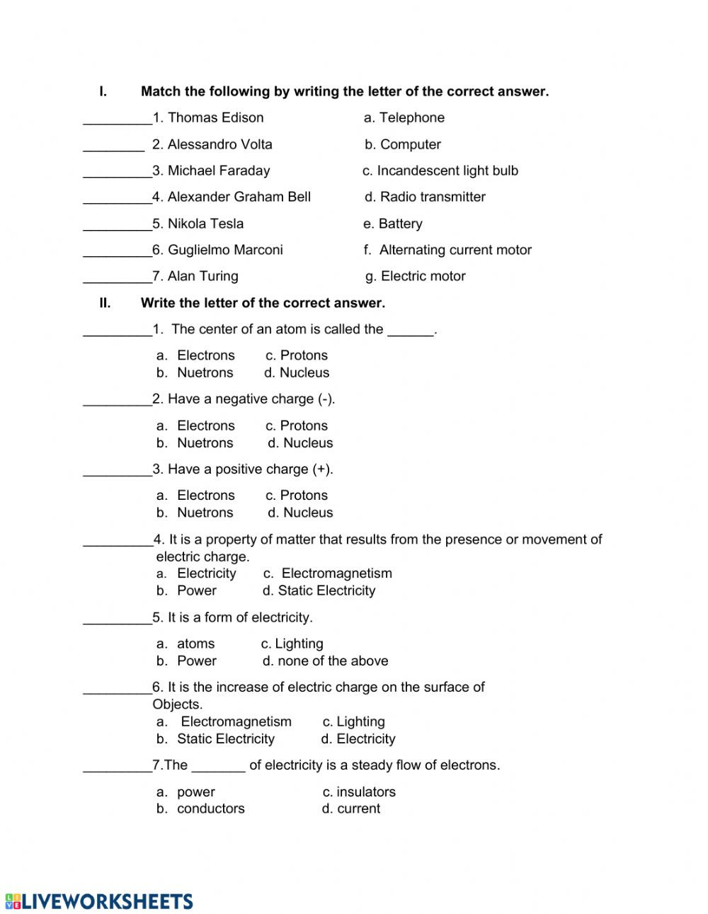 Electrical Power Worksheet Answers Electricity Worksheet