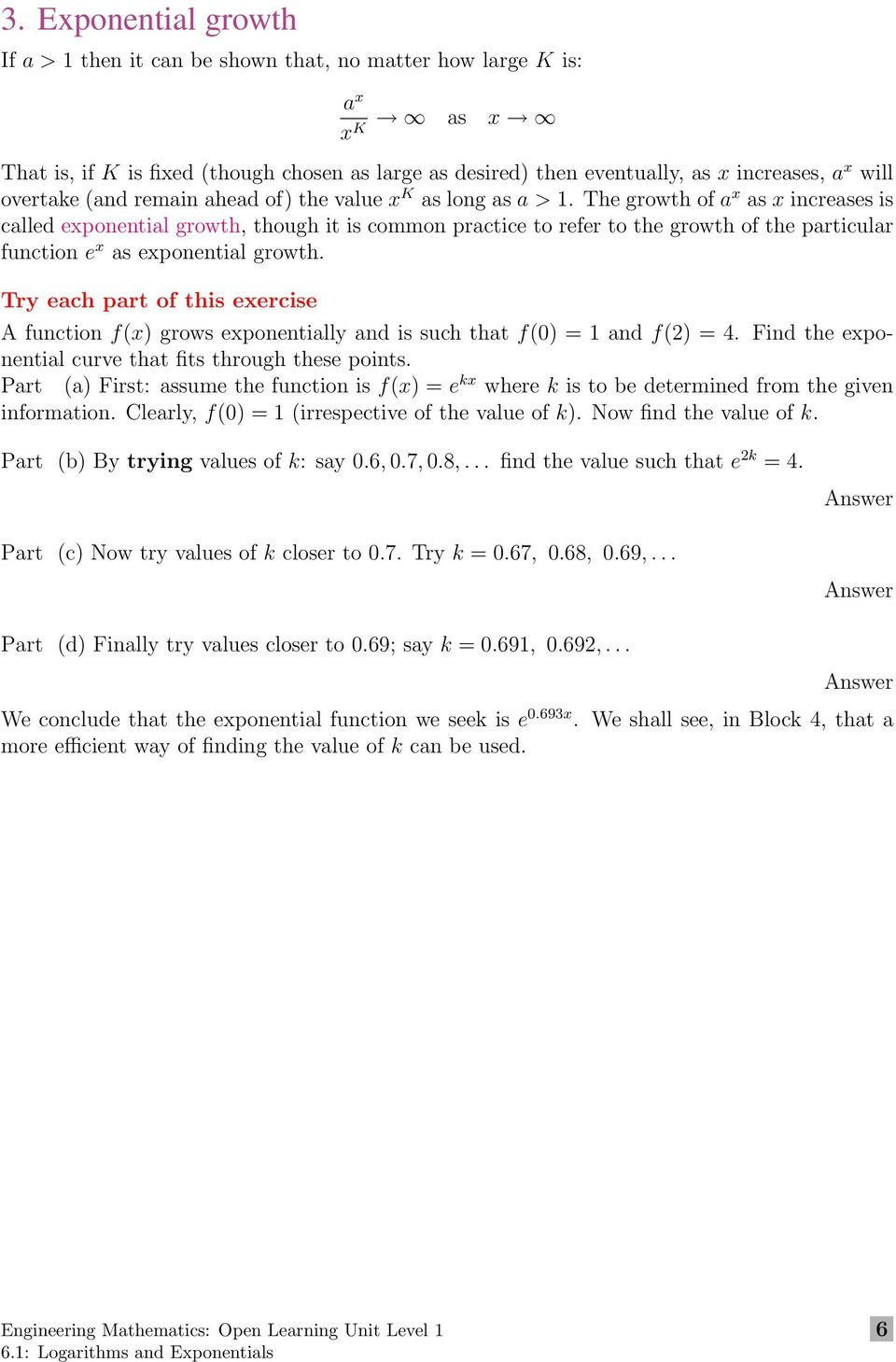Exponential Function Word Problems Worksheet 6 1 the Exponential Function Introduction Prerequisites