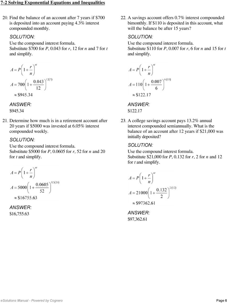Exponential Function Word Problems Worksheet 7 2 solving Exponential Equations and Inequalities solve