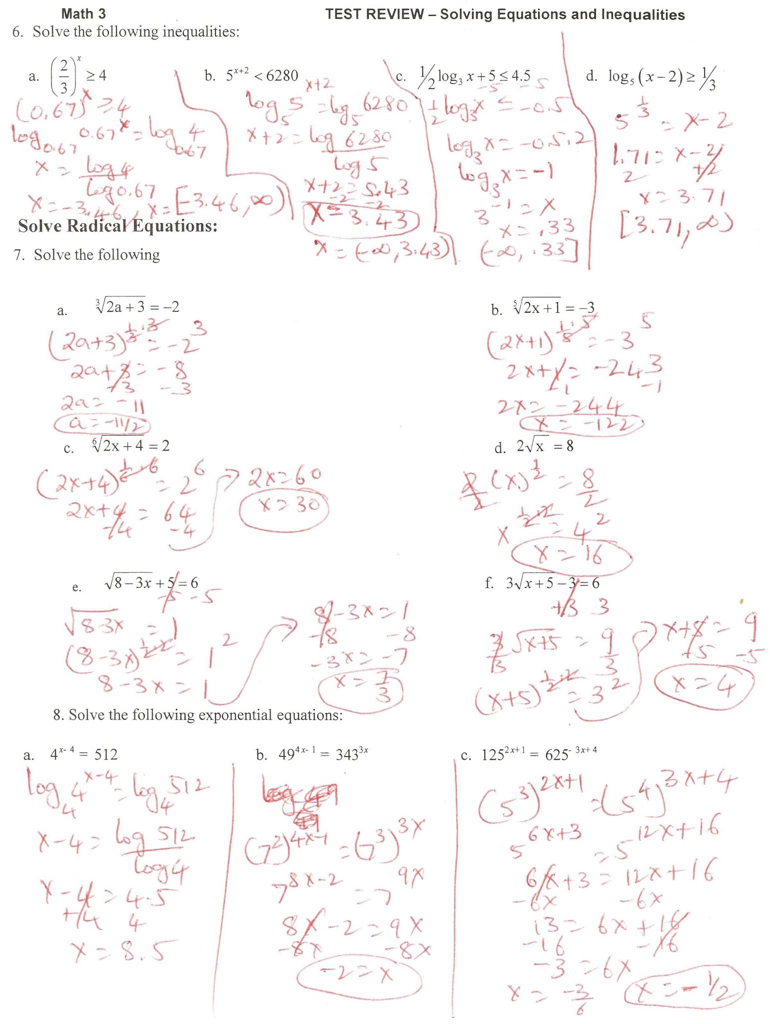 Exponential Function Word Problems Worksheet solving Exponential and Logarithmic Equations Worksheet