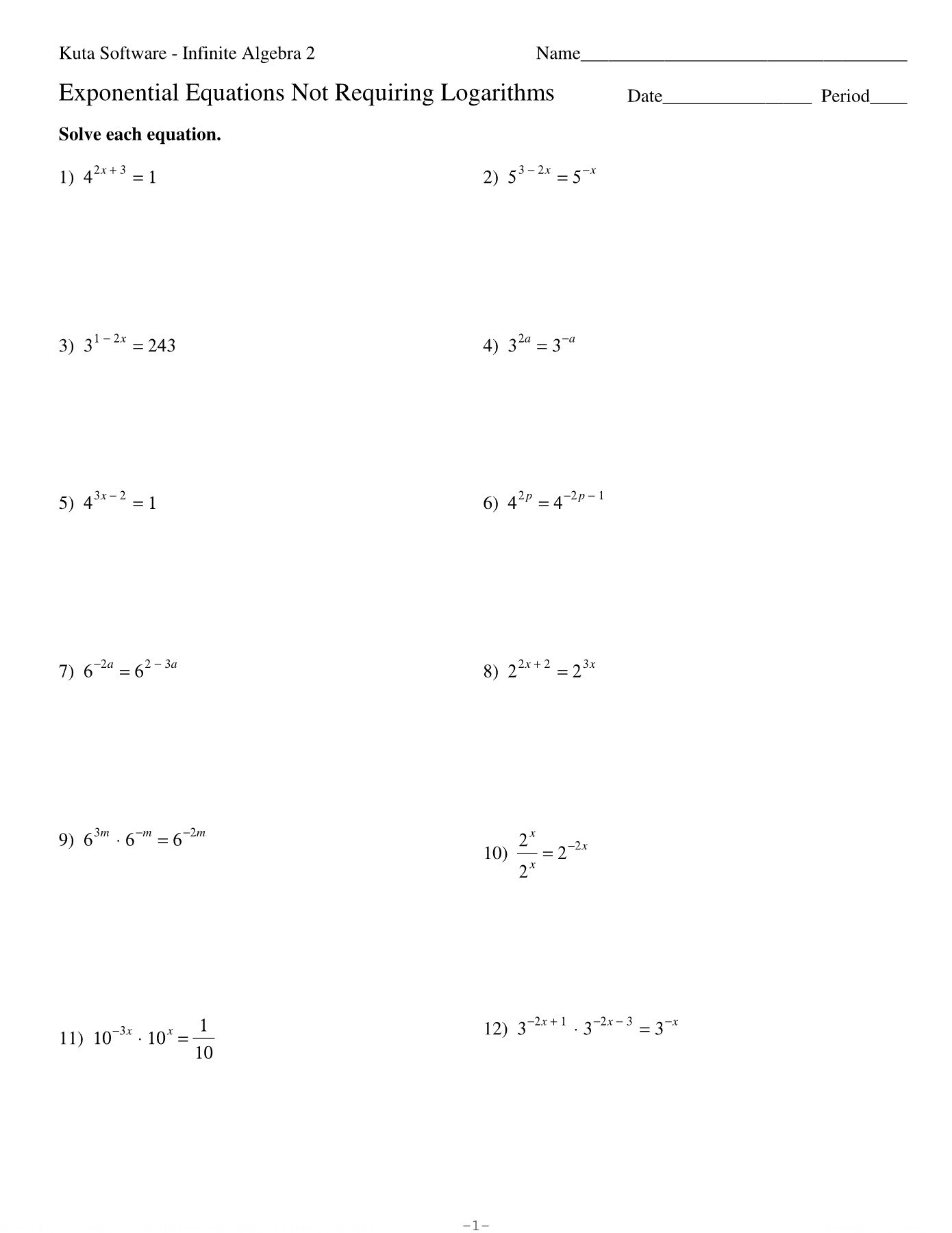 Exponential Functions Worksheet Answers solving Logarithms Worksheet
