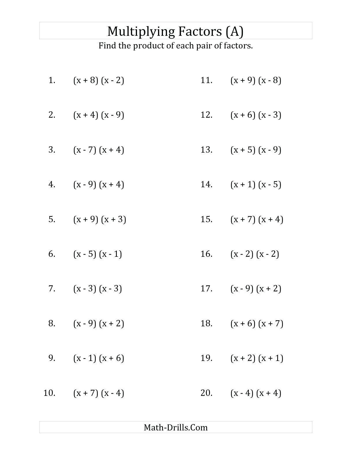 Factoring Polynomials by Grouping Worksheet Factoring Worksheet Algebra 2 Nidecmege