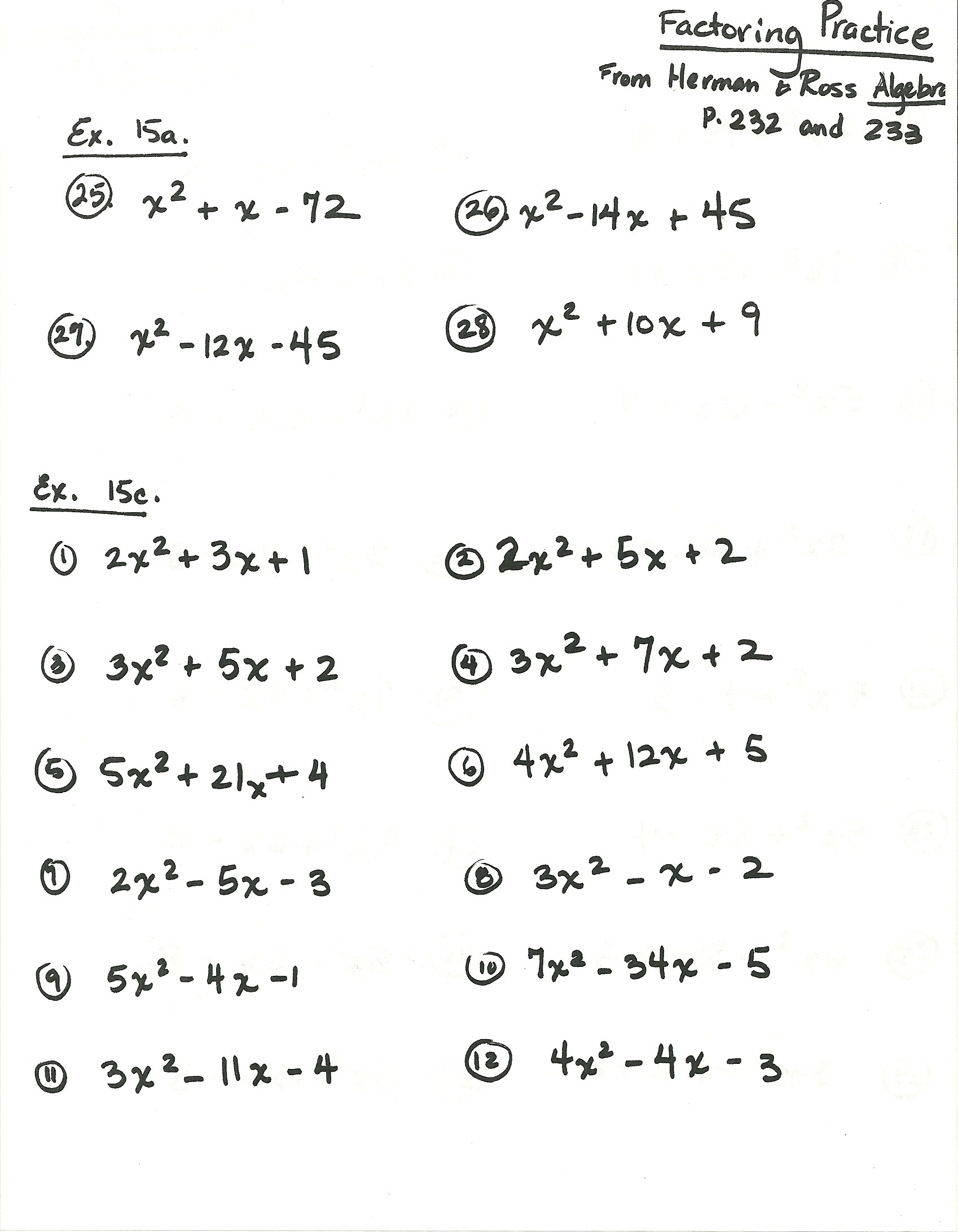 Factoring Polynomials Worksheet Answers Algebra Worksheet Grade Worksheets Herman and Factoring