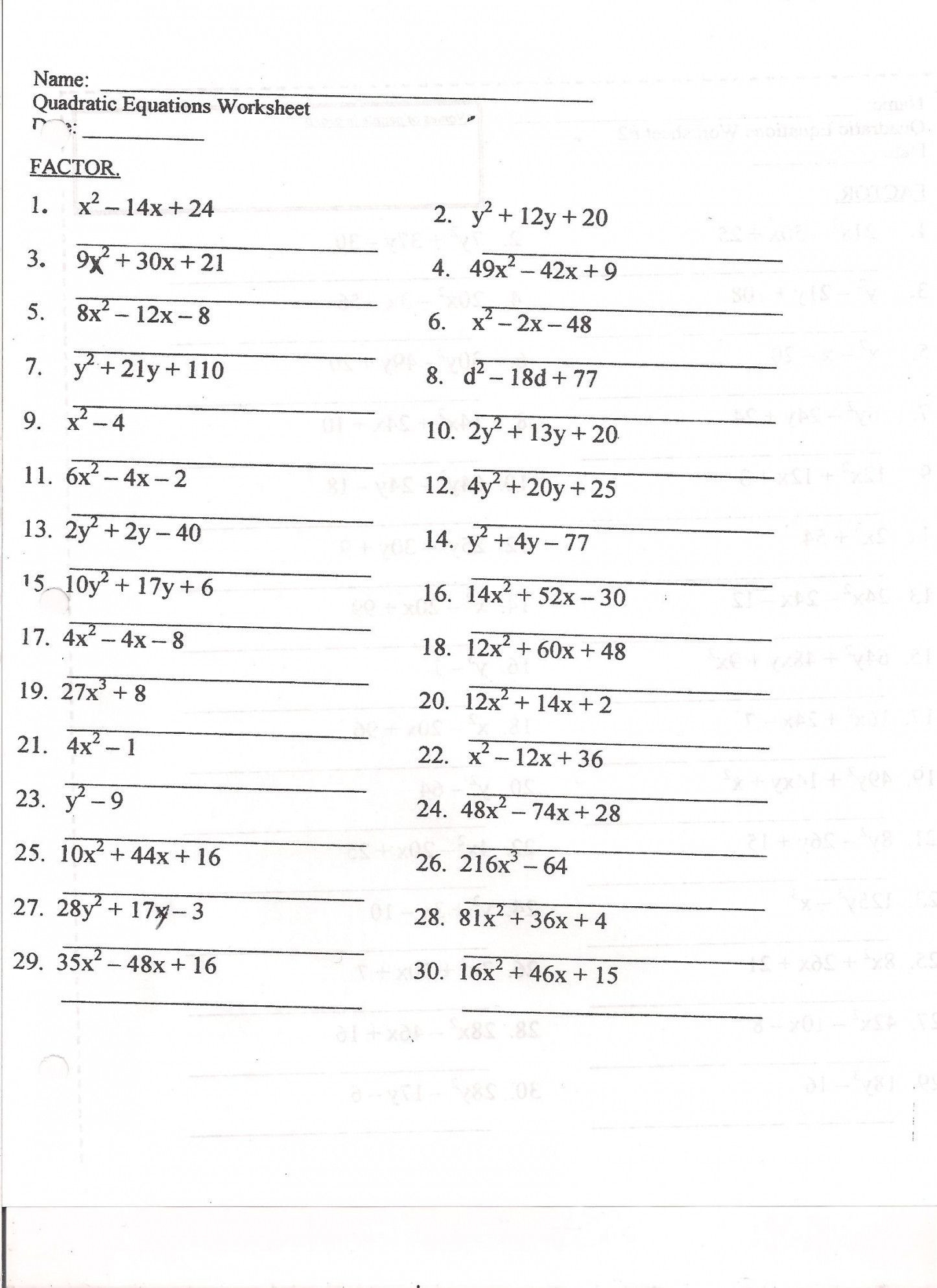 Factoring Worksheet Algebra 1 32 Factoring Pletely Worksheet with Answers Worksheet